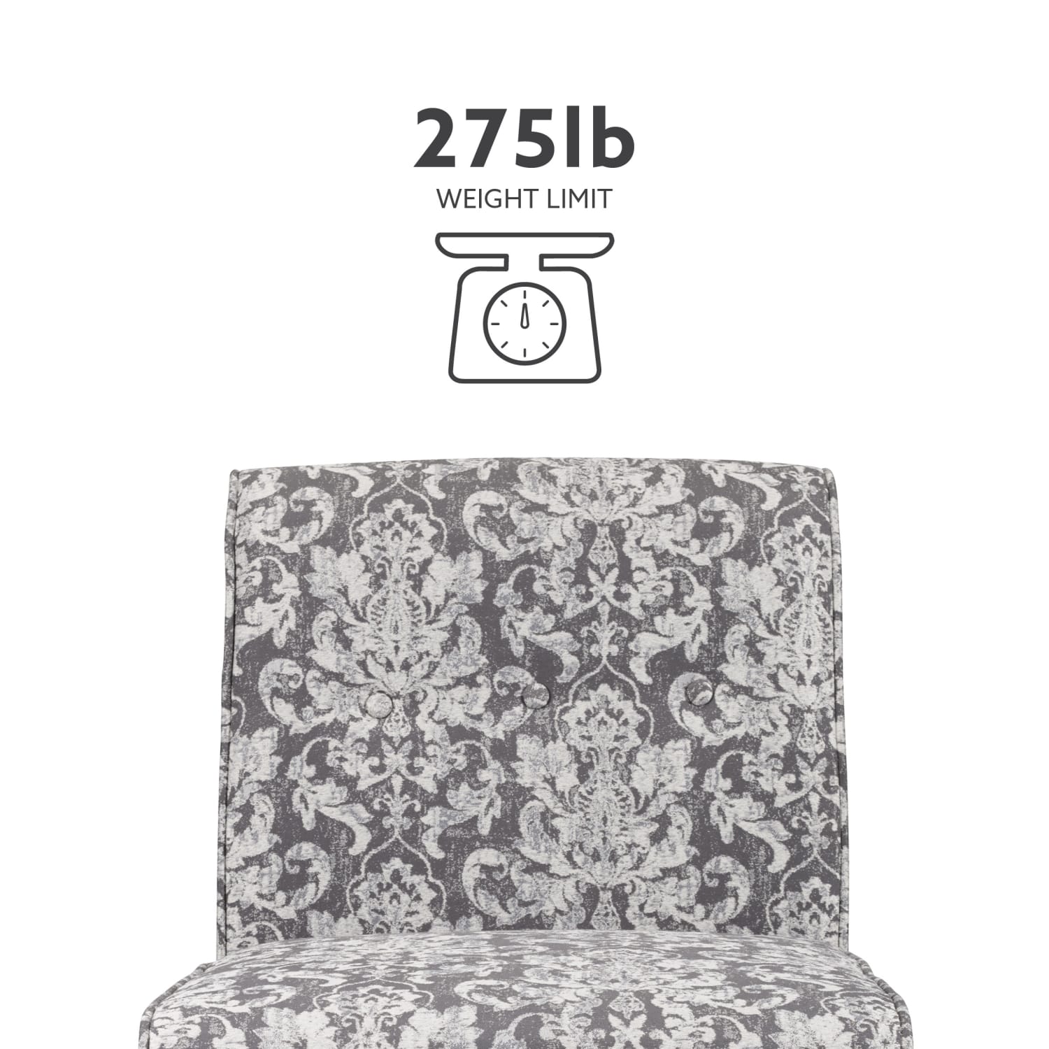 Linon Winston Accent Chair, Gray Damask/Black - Image 6