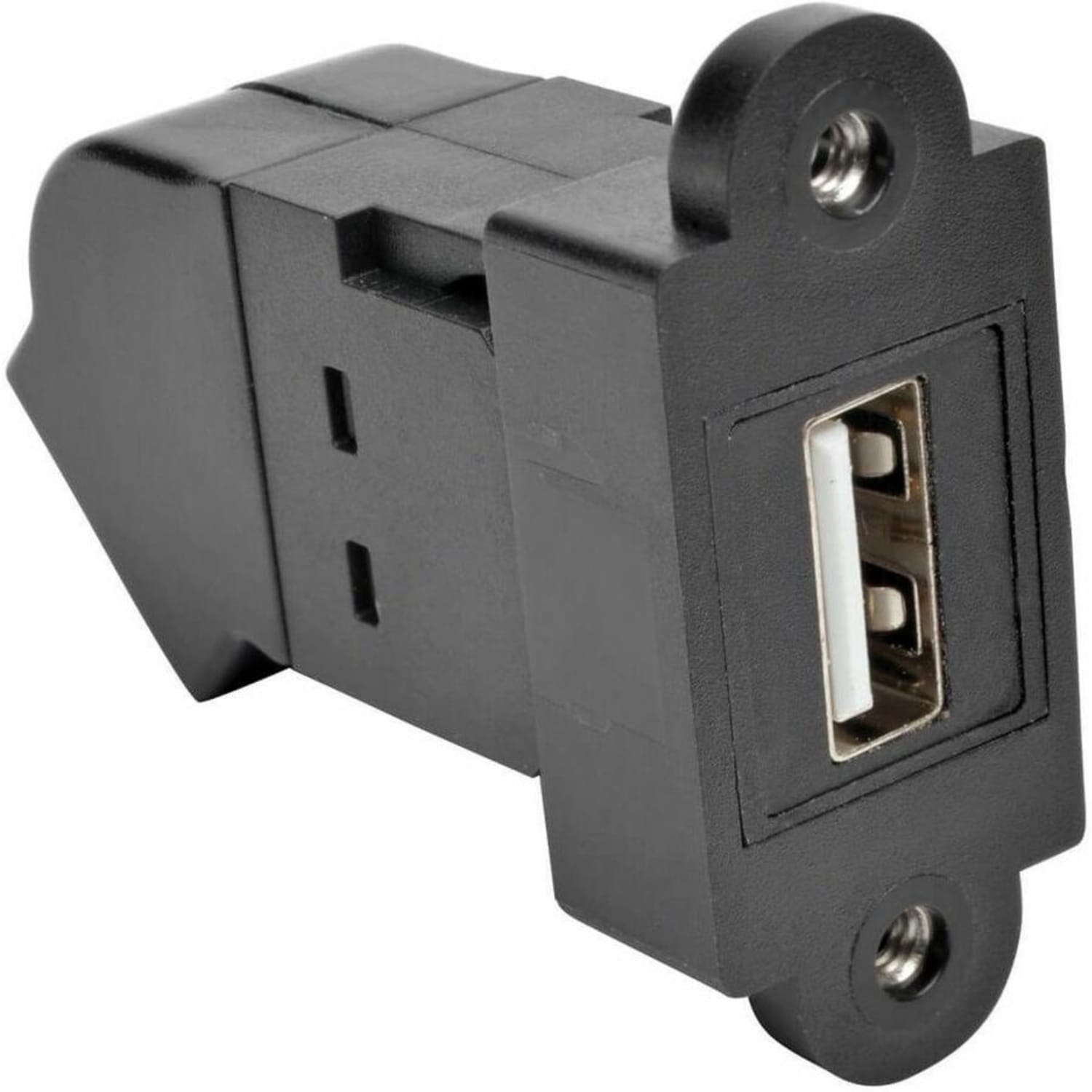 Eaton Tripp Lite Series USB 2.0 Keystone Panel Mount Coupler All-in-One Angled F/F Black - USB adapter - USB (F) to USB (F) - USB 2.0 - down-angled connector, molded - black - Image 3
