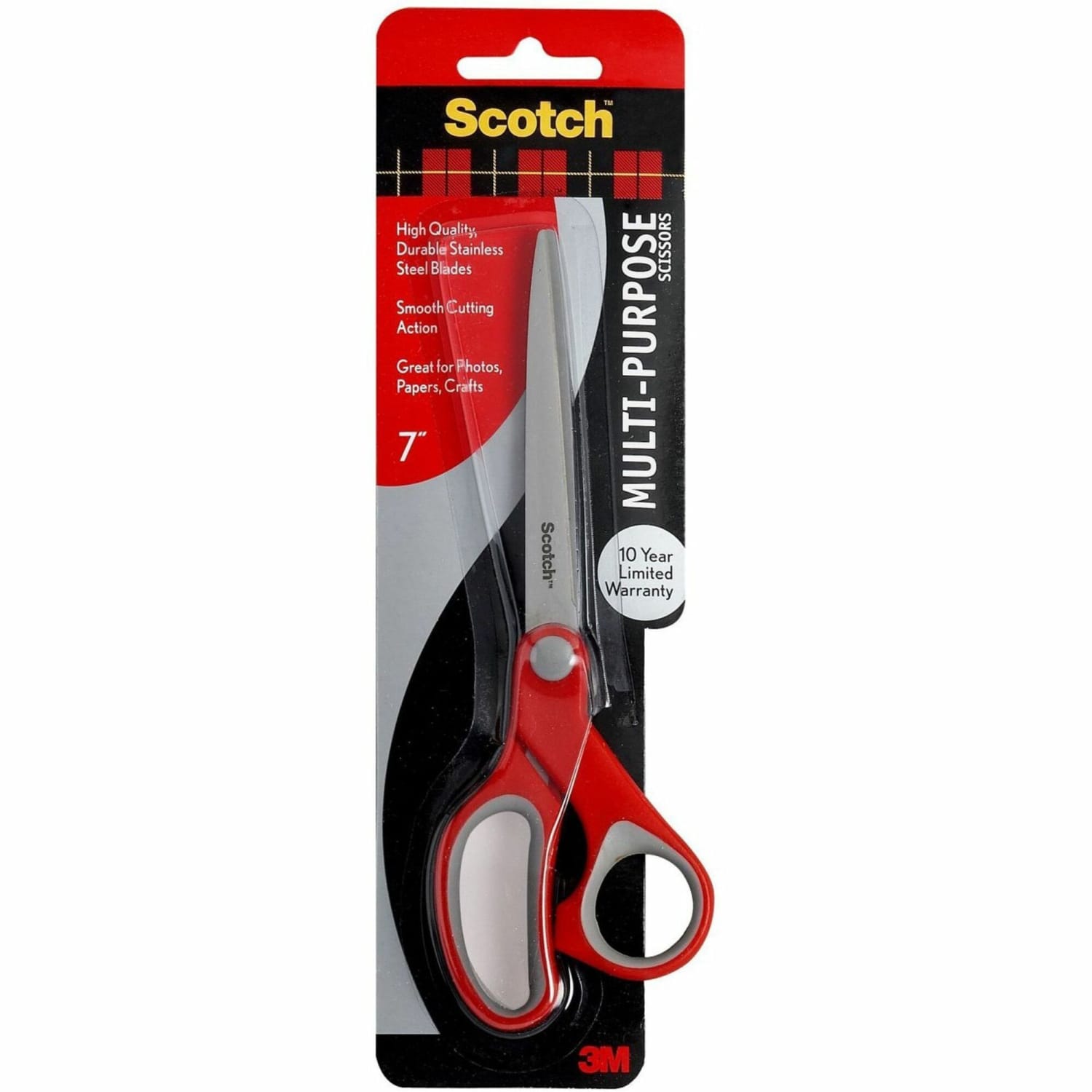 Scotch Multipurpose Scissors, 7in, Pointed, Gray/Red - Image 3