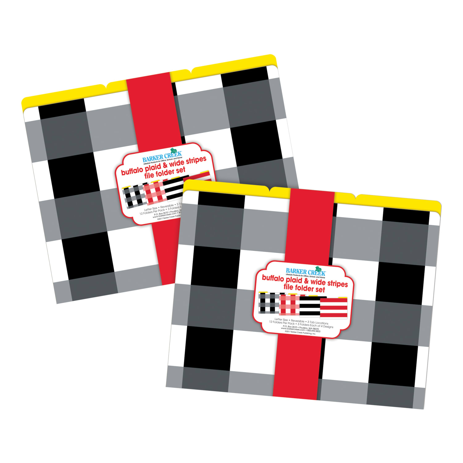 Barker Creek Tab File Folders, Letter Size, Buffalo Plaid/Wide Stripes, Pack Of 24 Folders - Image 4