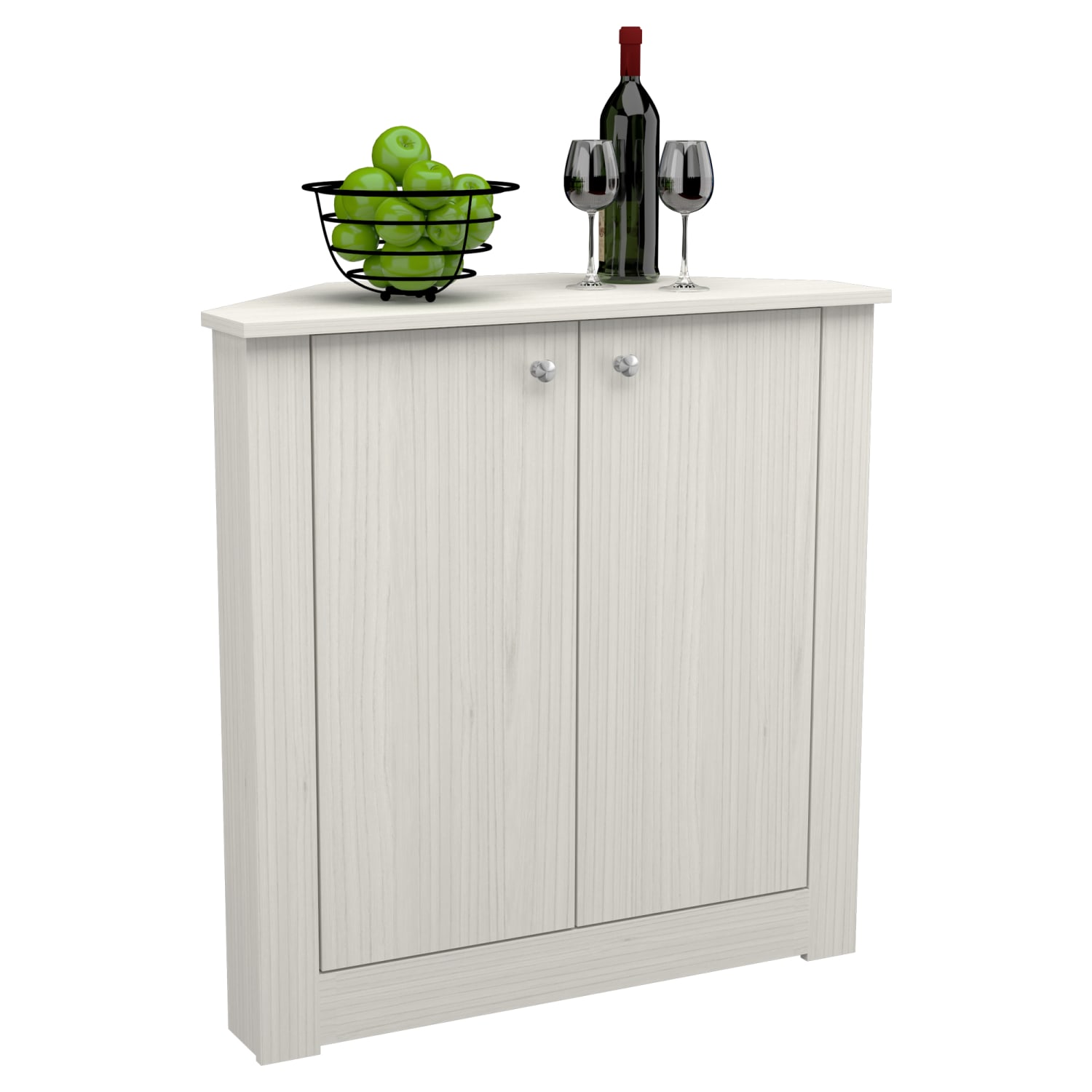 Inval 1-Shelf Corner Storage Cabinet, 32-1/2inH x 14-13/16inW x 31-1/2inD, Washed Oak - Image 4