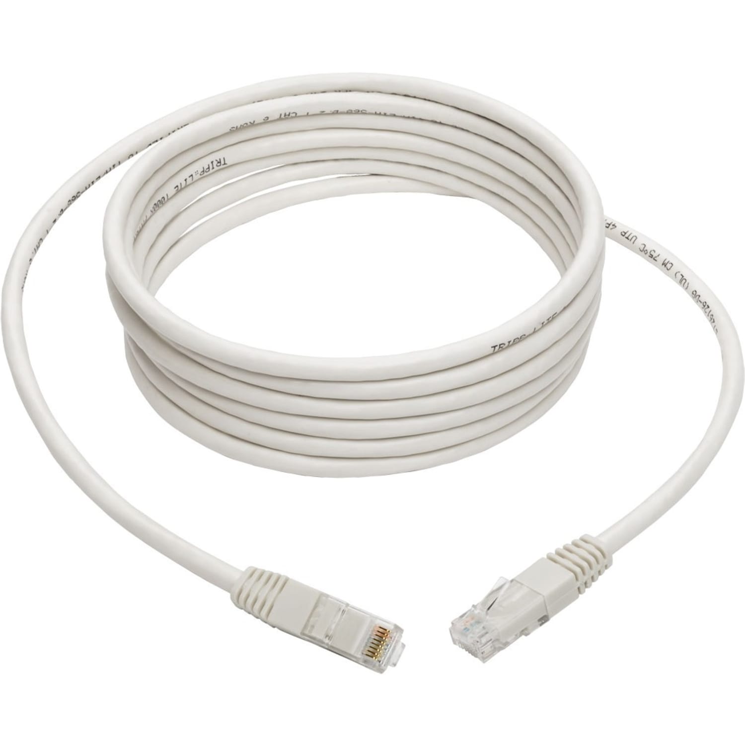 Tripp Lite 10ft Cat6 Gigabit Molded Patch Cable RJ45 M/M 550MHz 24AWG White - 1x RJ-45 Male Network - N200010WH - Image 3