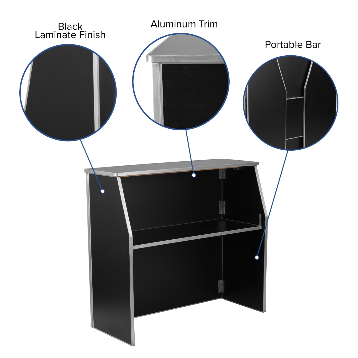 Flash Furniture Laminate Foldable Bar, 4ft, Black - Image 6