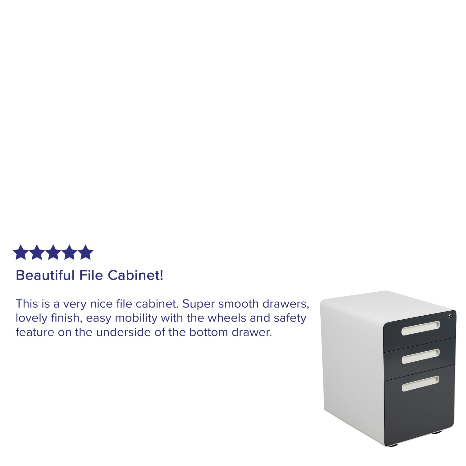 Flash Furniture Ergonomic 21inD Vertical 3-Drawer Mobile Locking File Cabinet, White/Charcoal - Image 5