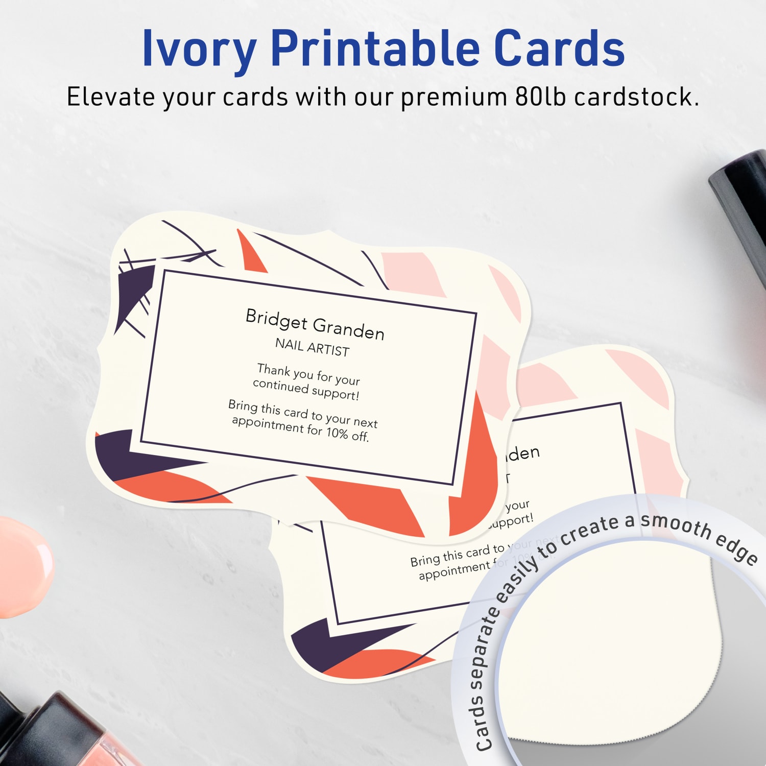 Avery Printable Invitation Cards, 5in x 7in Rectangle Flourished Edge, Matte Ivory, Pack Of 100 - Image 3