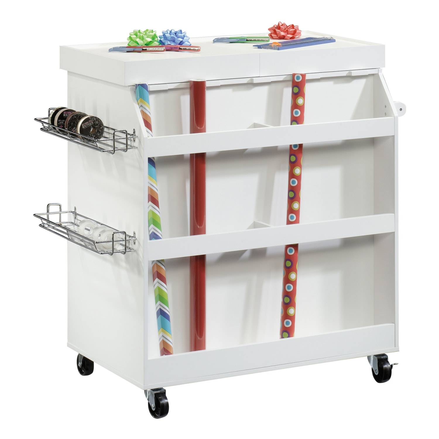 Sauder Craft Pro Mobile Craft Cart, 36inH x 37 1/4inW x 19 1/2inD, Soft White - Image 3