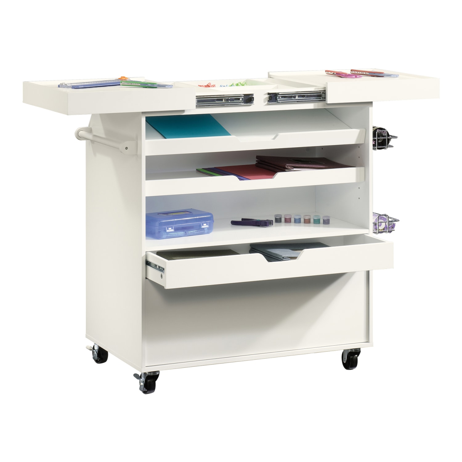 Sauder Craft Pro Mobile Craft Cart, 36inH x 37 1/4inW x 19 1/2inD, Soft White - Image 4