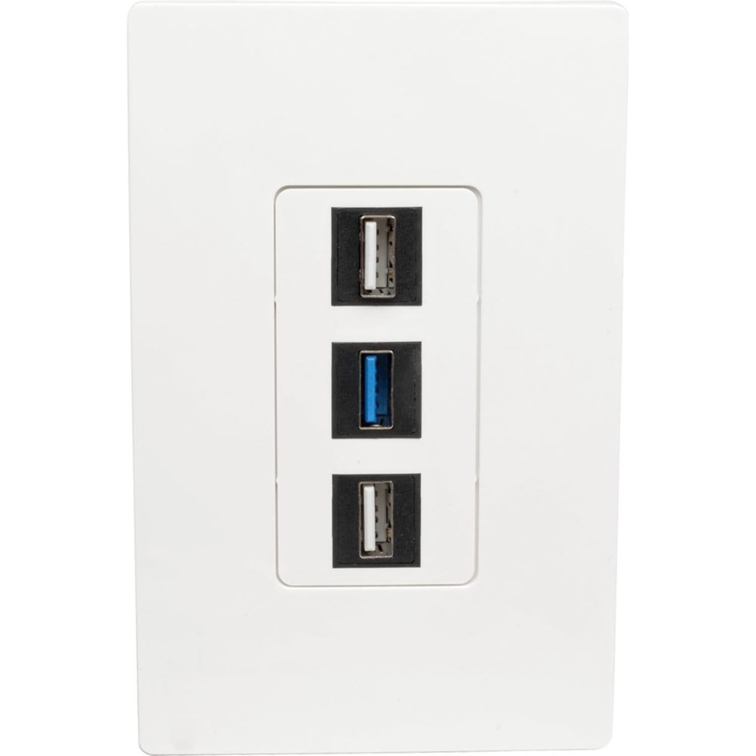 Eaton Tripp Lite Series 3-Port Keystone Single-Gang Faceplate, White, TAA - 3 x Total Number of Socket(s) - 1-gang - White - Polycarbonate - Image 5