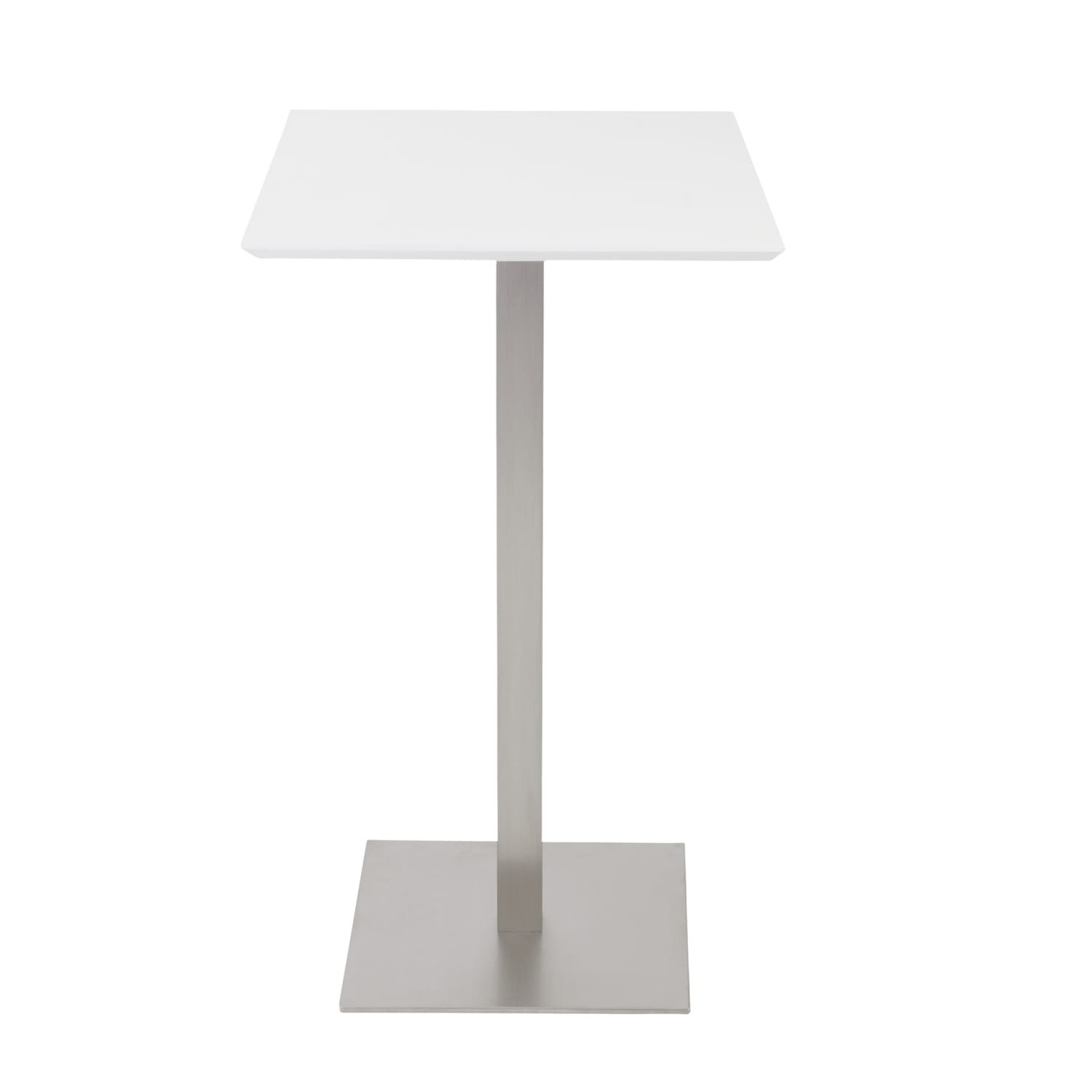 Eurostyle Elodie Bar Table, 41-1/2inH x 23-1/2inW x 23-1/2inD, Matte White/Brushed Silver - Image 3