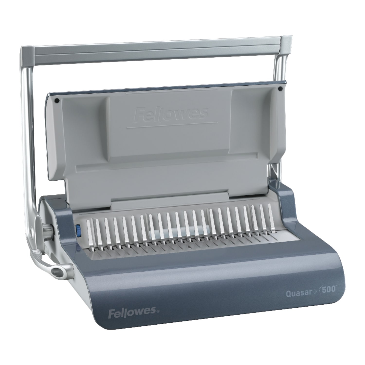 Fellowes Quasar+ 500 Manual Comb Binding Machine, 500 Sheet Capacity, 5.13in x 18.13in x 15.38in, Blue - Image 5