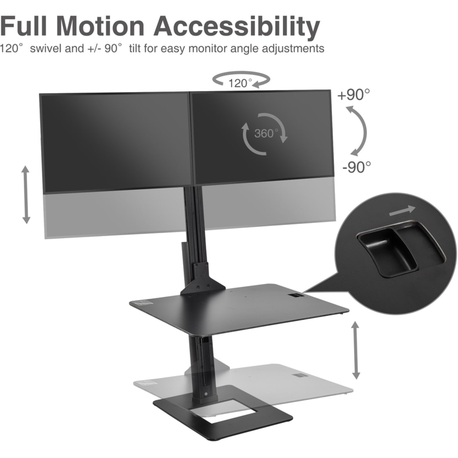 SIIG Dual Display Adjustable Computer Keyboard Stand, CEMT2H12S1 - Image 5