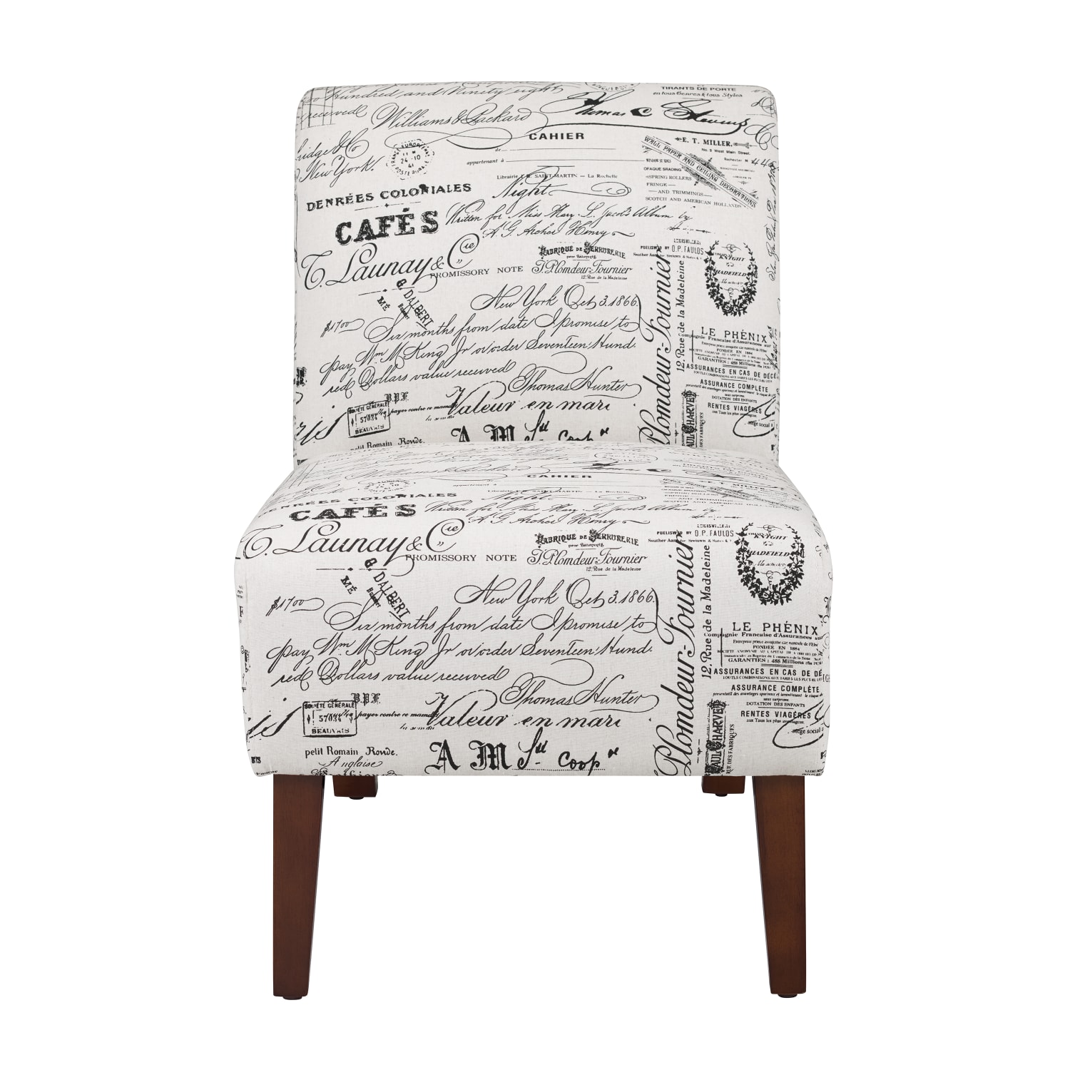 Linon Roxy Script Accent Chair Dark Walnut PopularChairscom Linon Roxy Script Accent Chair Dark Walnut PopularChairscom