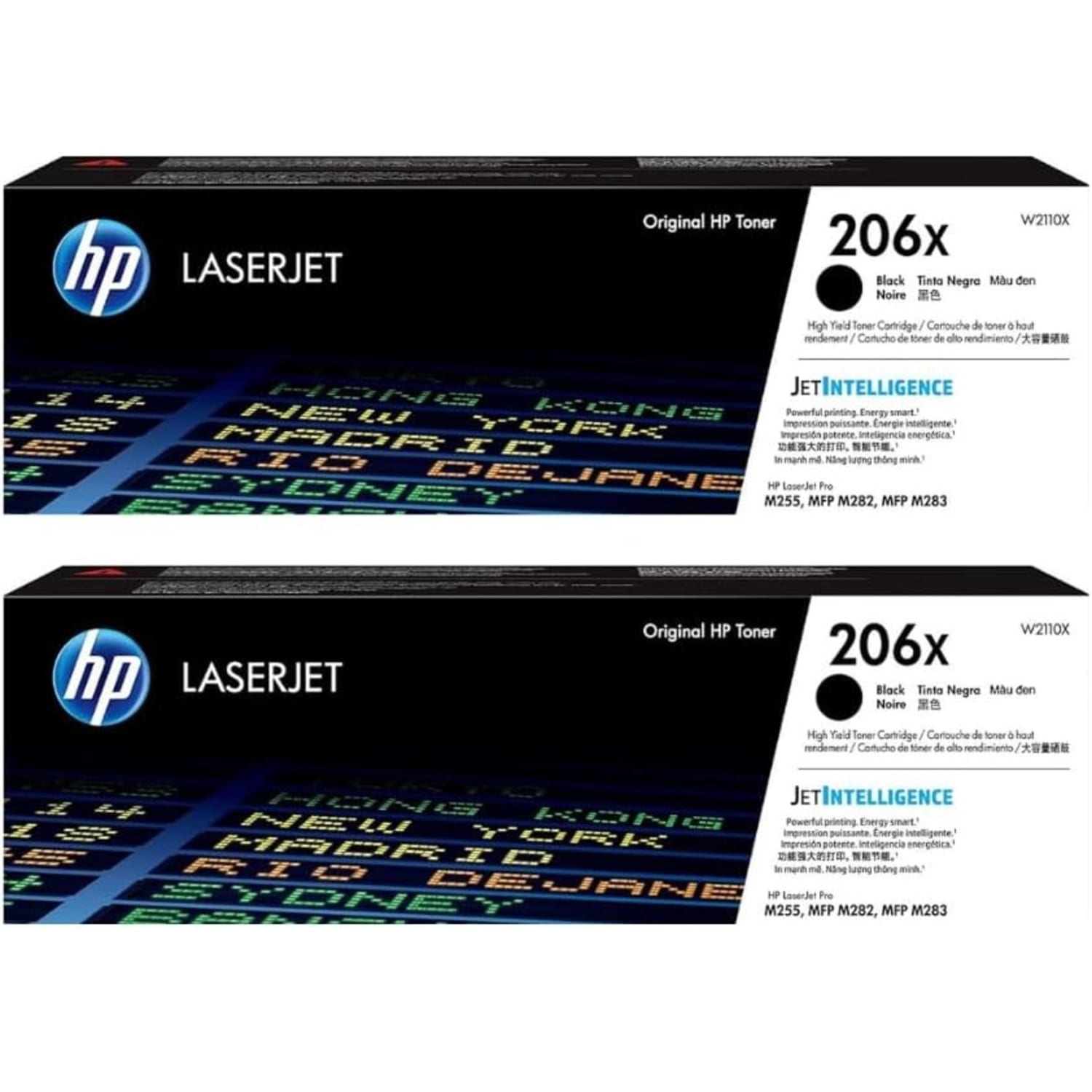 HP 206X High-Yield Black Toner Cartridges, W2110XD1, Total Qty 2