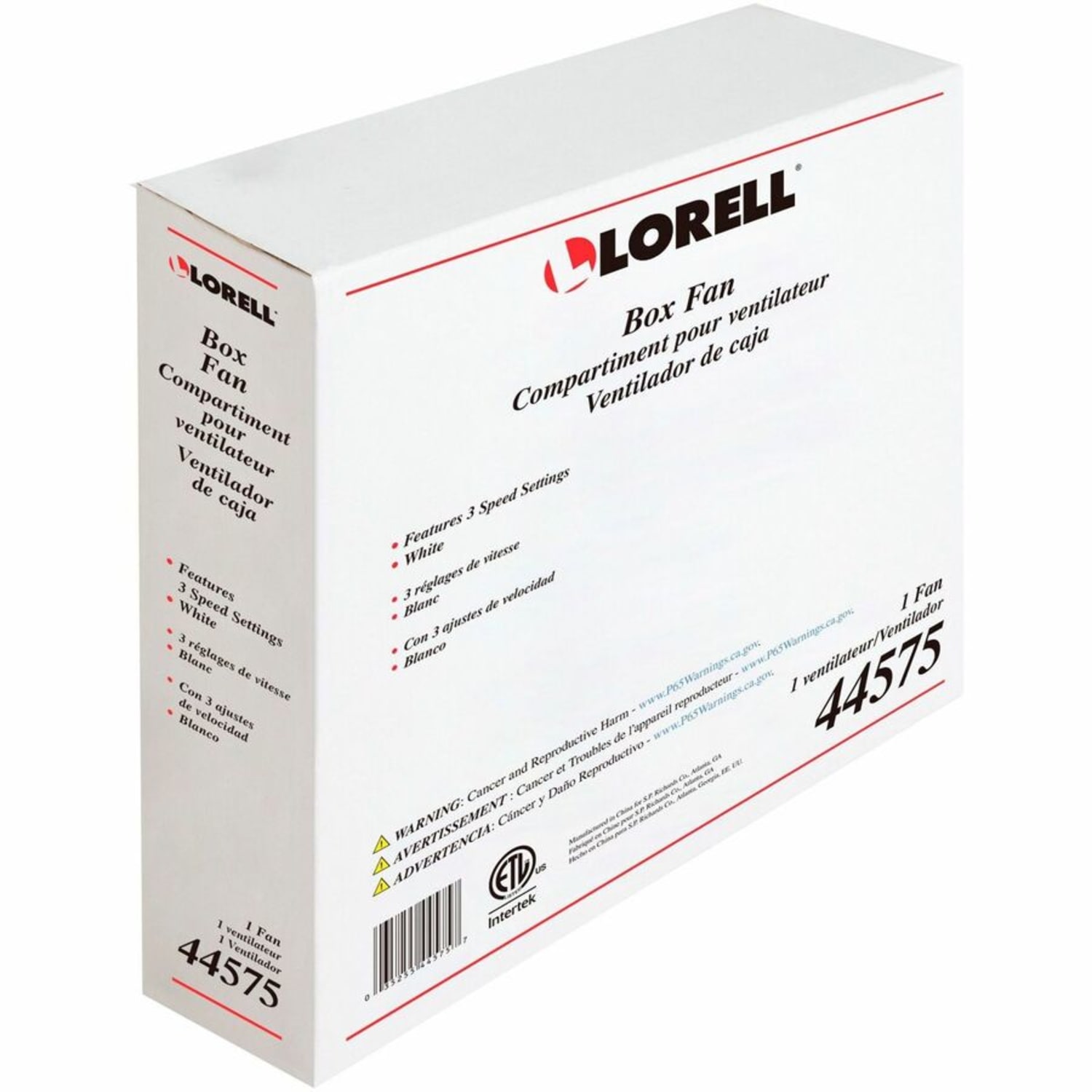 Lorell 3-Speed Box Fan, White - Image 5