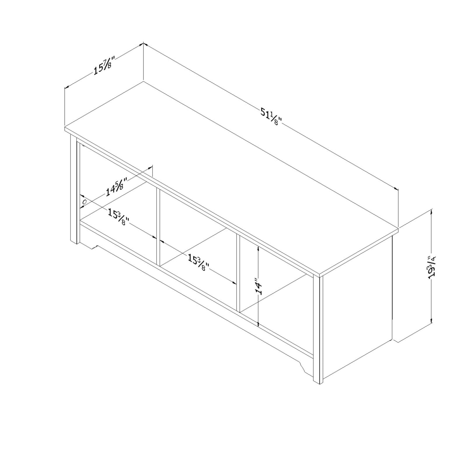 South Shore Vito Cubby Storage Bench, 19-3/4inH x 51-1/4inW x 16inD, Pure White - Image 5