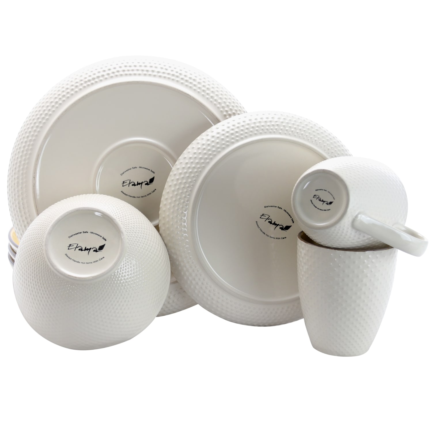 Elama 16-Piece Stoneware Dinnerware Set, Mellow Yellow - Image 3