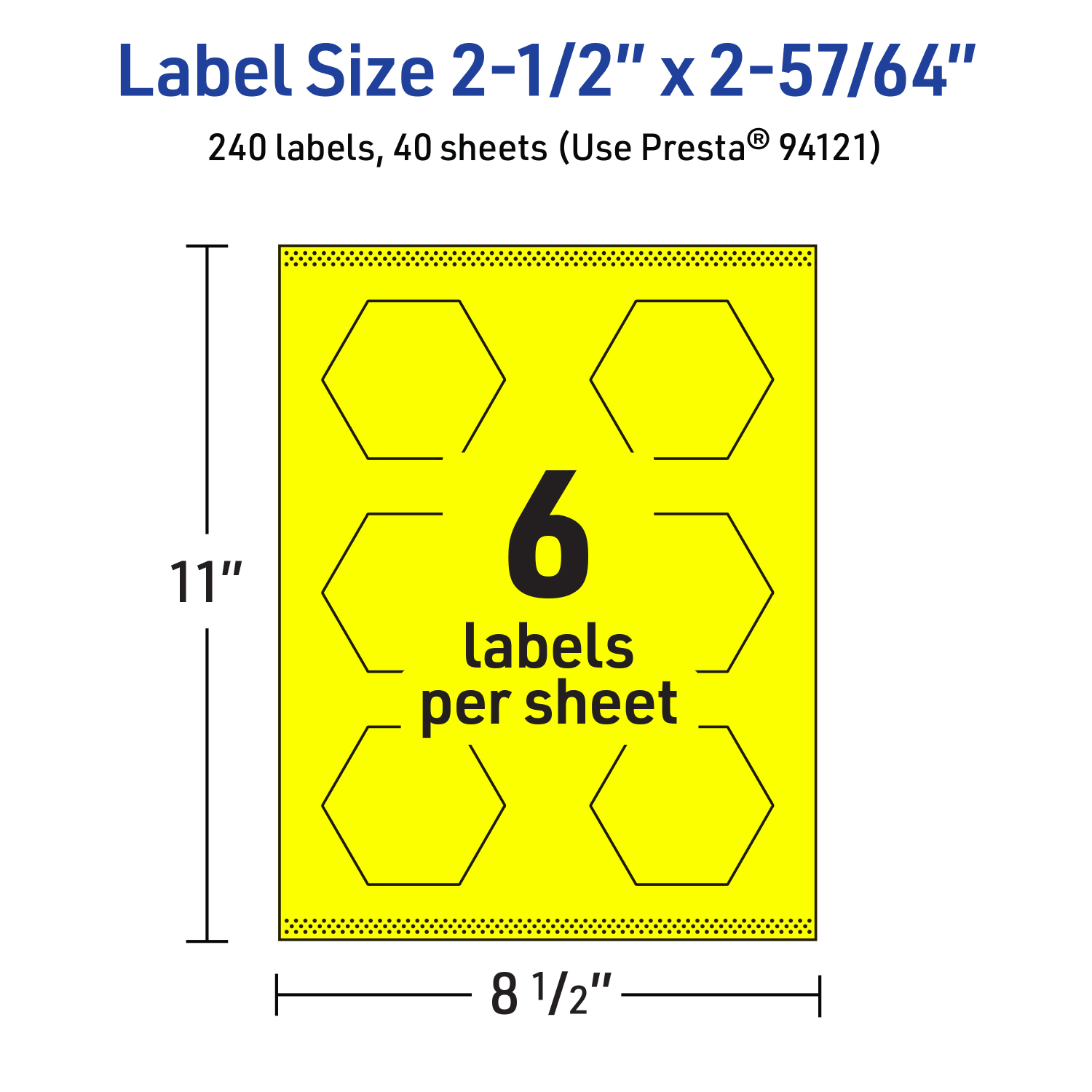 Avery Print-To-The-Edge Labels With Sure Feed Technology, 94121-NYP40, Hexagon, 2-1/2in x 2-57/64in, Matte Neon Yellow, Pack of 240 - Image 6