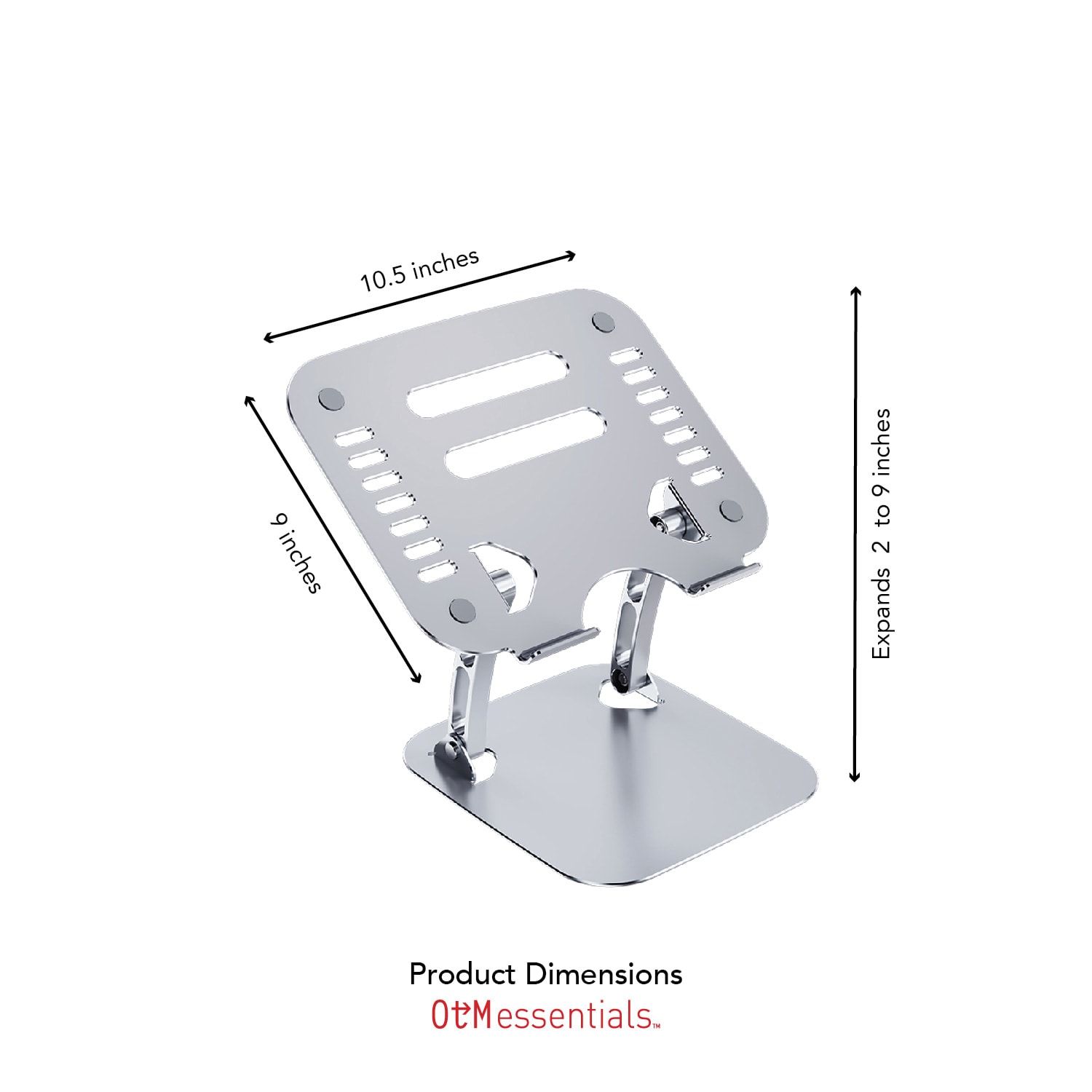 OTM Essentials Adjustable Laptop Stand, 10-5/8inH x 9inW x 9inD, Silver - Image 3
