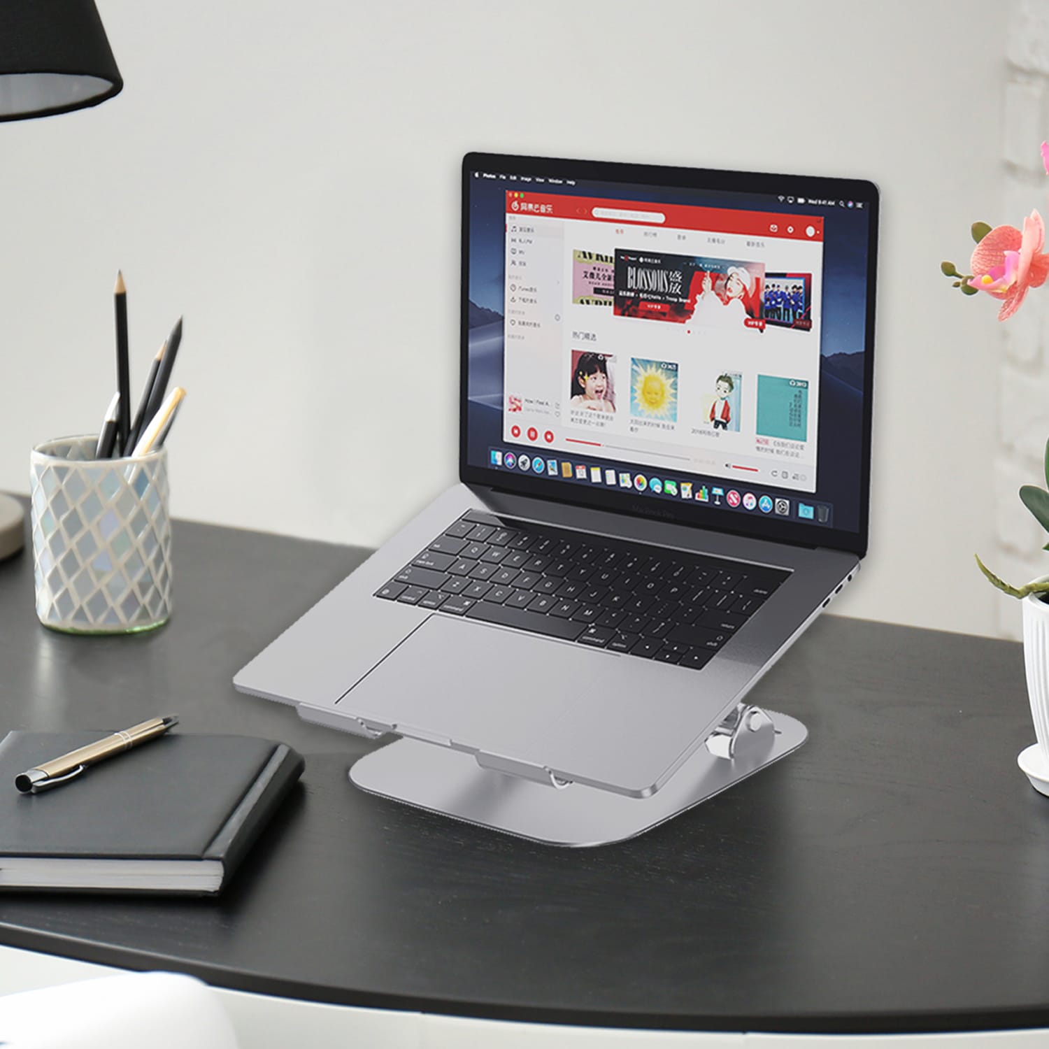 OTM Essentials Adjustable Laptop Stand, 10-5/8inH x 9inW x 9inD, Silver - Image 5