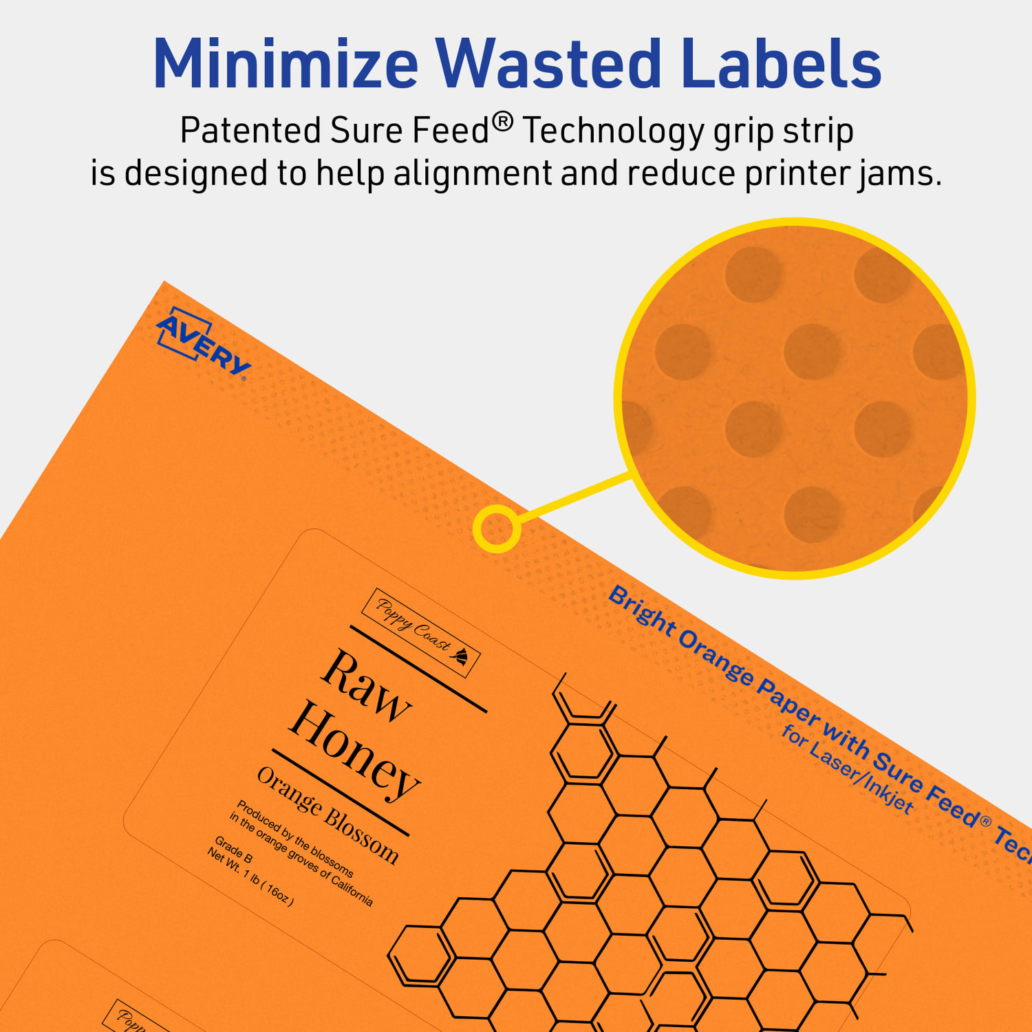 Avery Print-To-The-Edge Labels With Sure Feed Technology, 94246-BOP20, Rectangle, 2-1/2in x 5in, Matte Bright Orange, Pack of 60 - Image 5