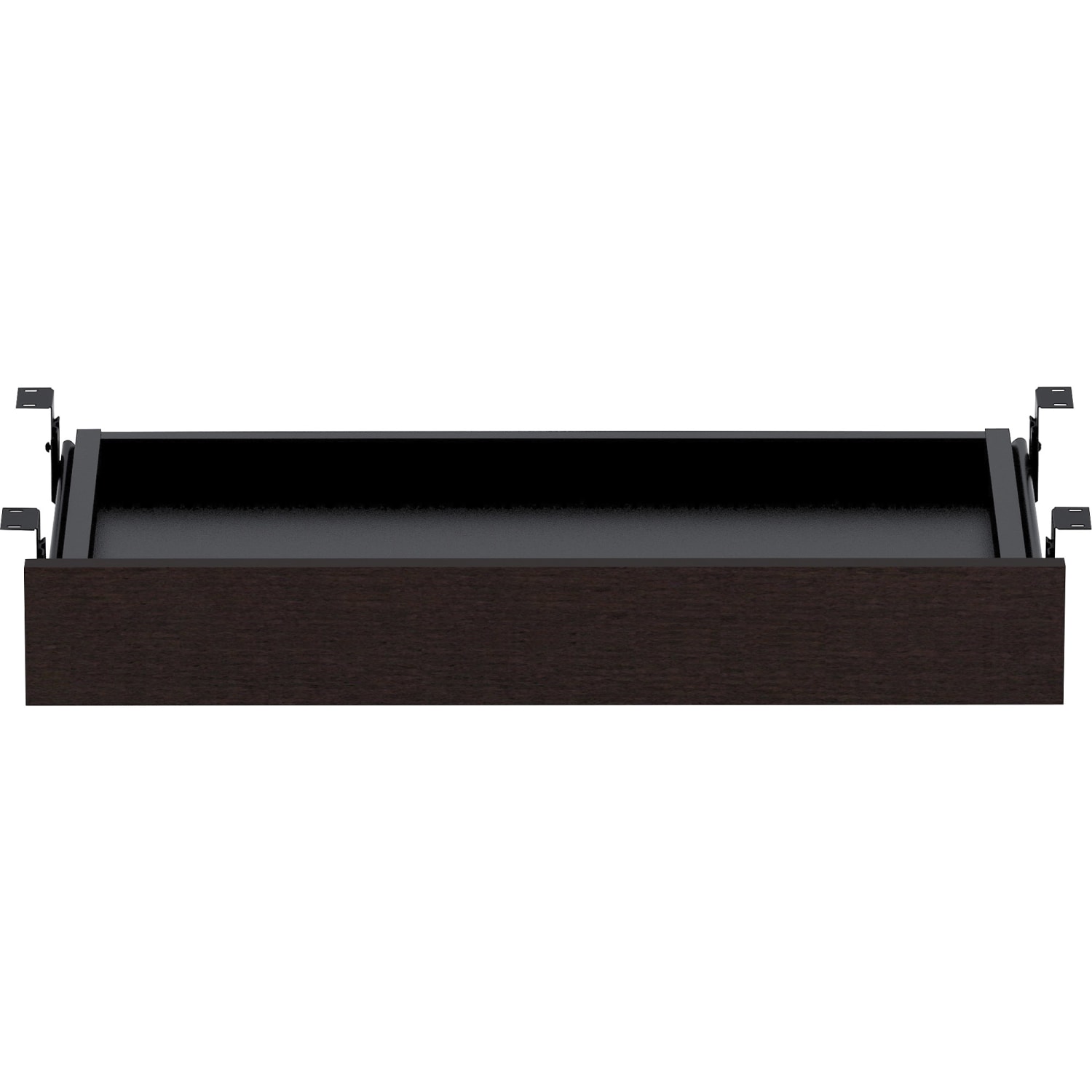 Lorell Essentials Center Drawer, 5-1/8inH x 28-3/8inW x 16-3/4inD, Espresso - Image 3