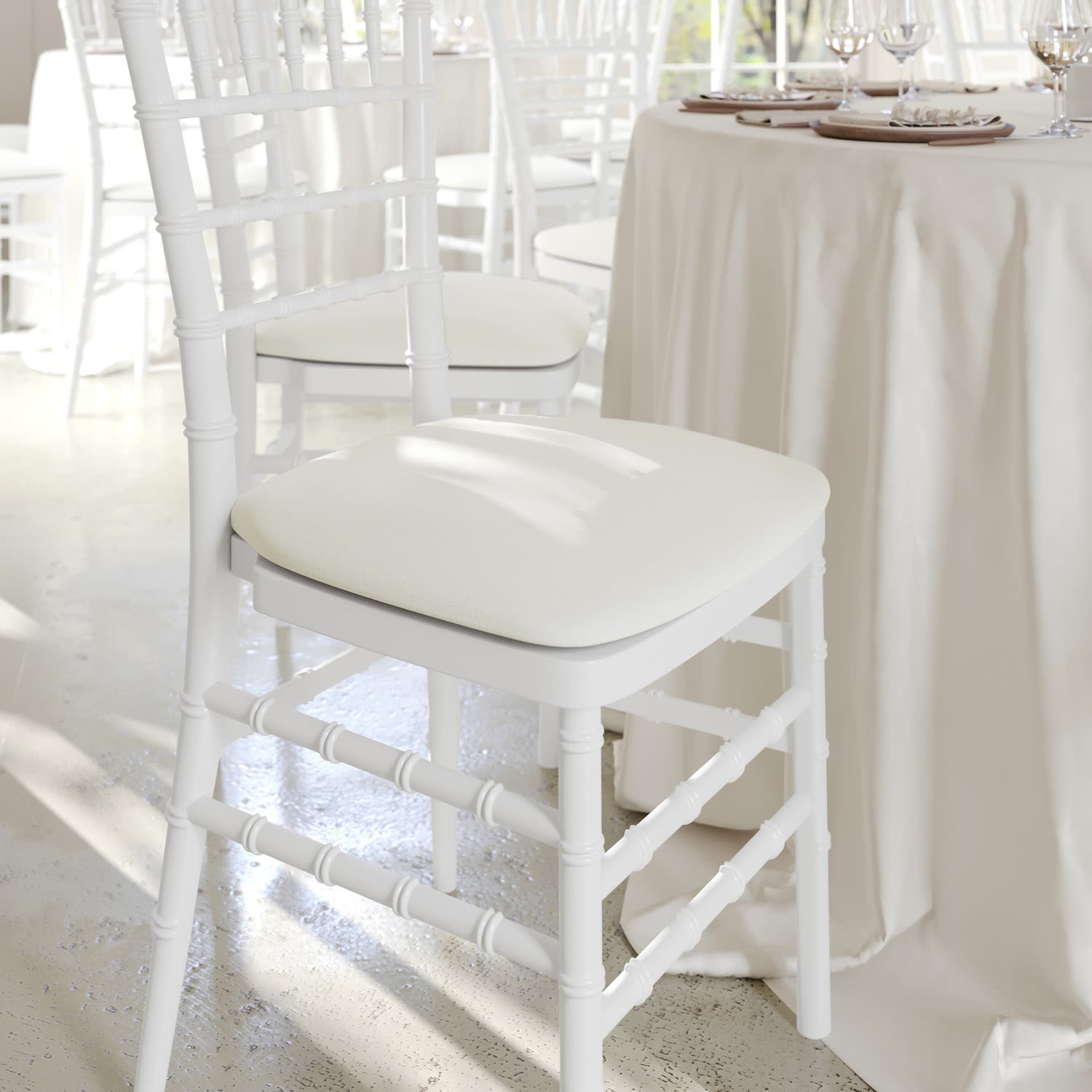 Flash Furniture Chiavari Cushion, Hard Fabric, 1-3/4inH x 15inW x 15inD, Ivory - Image 3