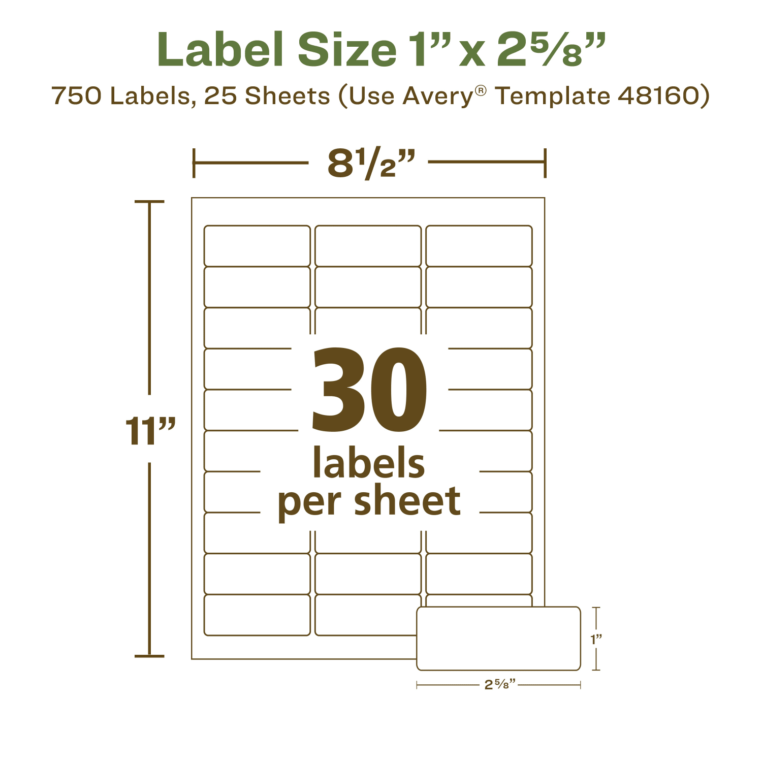 Avery EcoFriendly Address Labels, 48160, Rectangle, 1in x 2-5/8in, White, Pack Of 750 Labels - Image 6