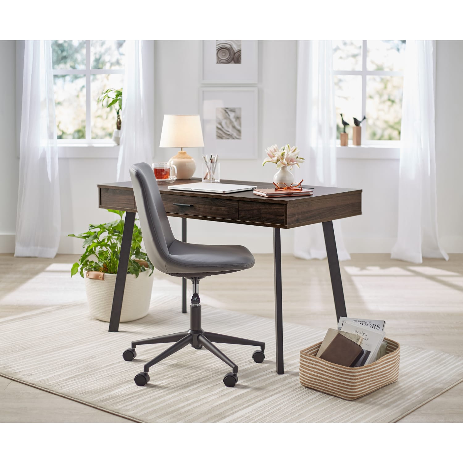 Realspace 48inW Lancott Computer Desk, Dark Brown - Image 4
