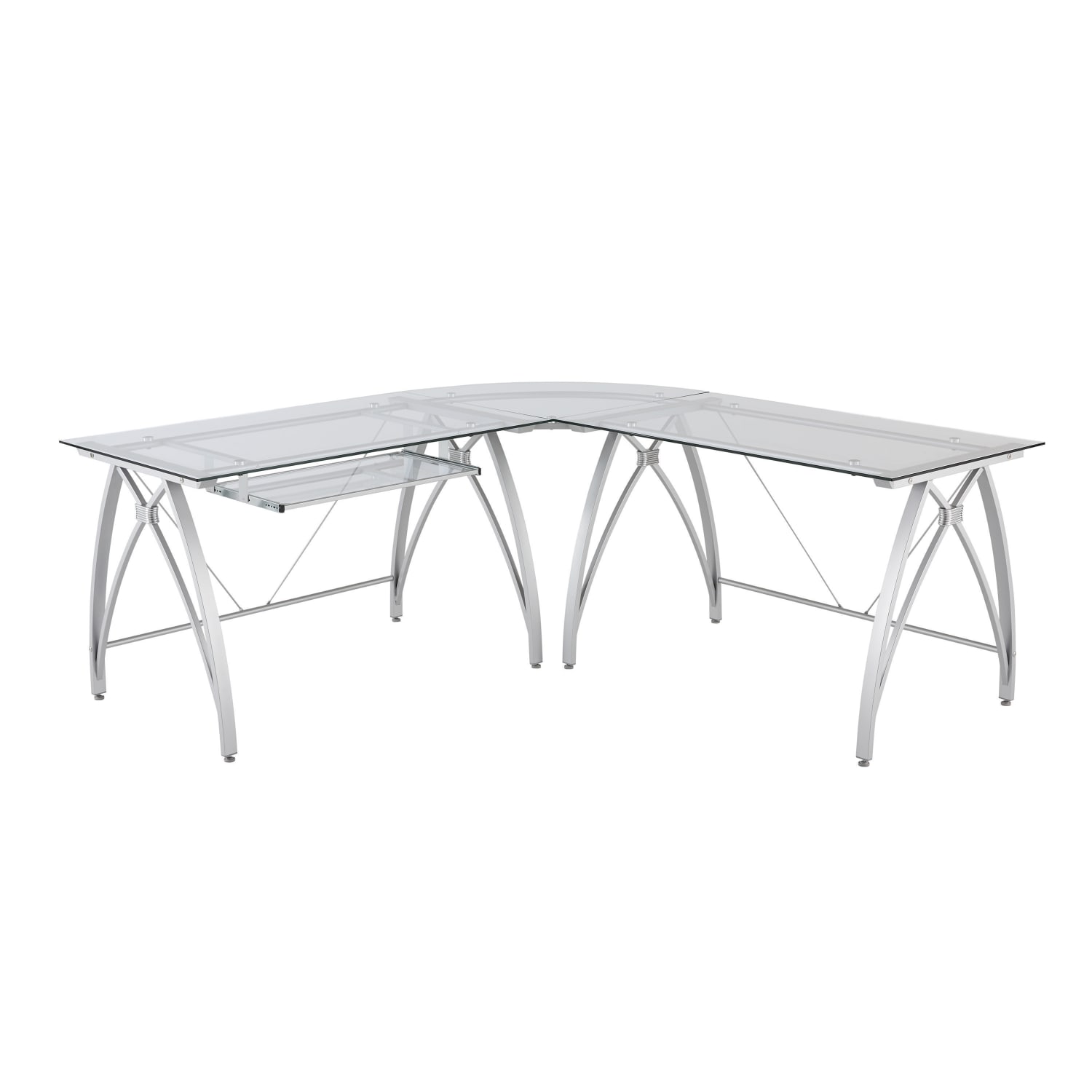 Realspace® Vista Glass 76"W L-Shape Corner Desk, Silver - Image 8