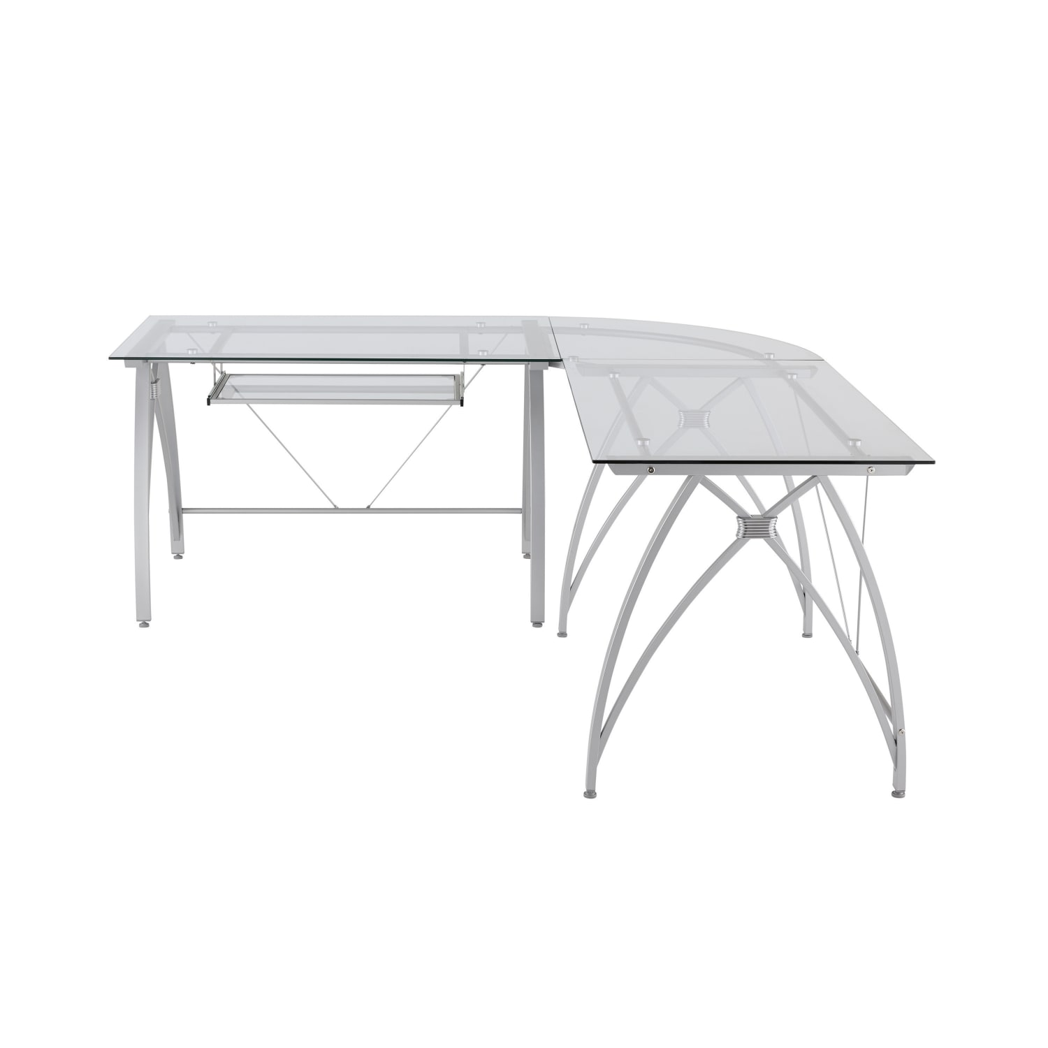 Realspace® Vista Glass 76"W L-Shape Corner Desk, Silver - Image 9