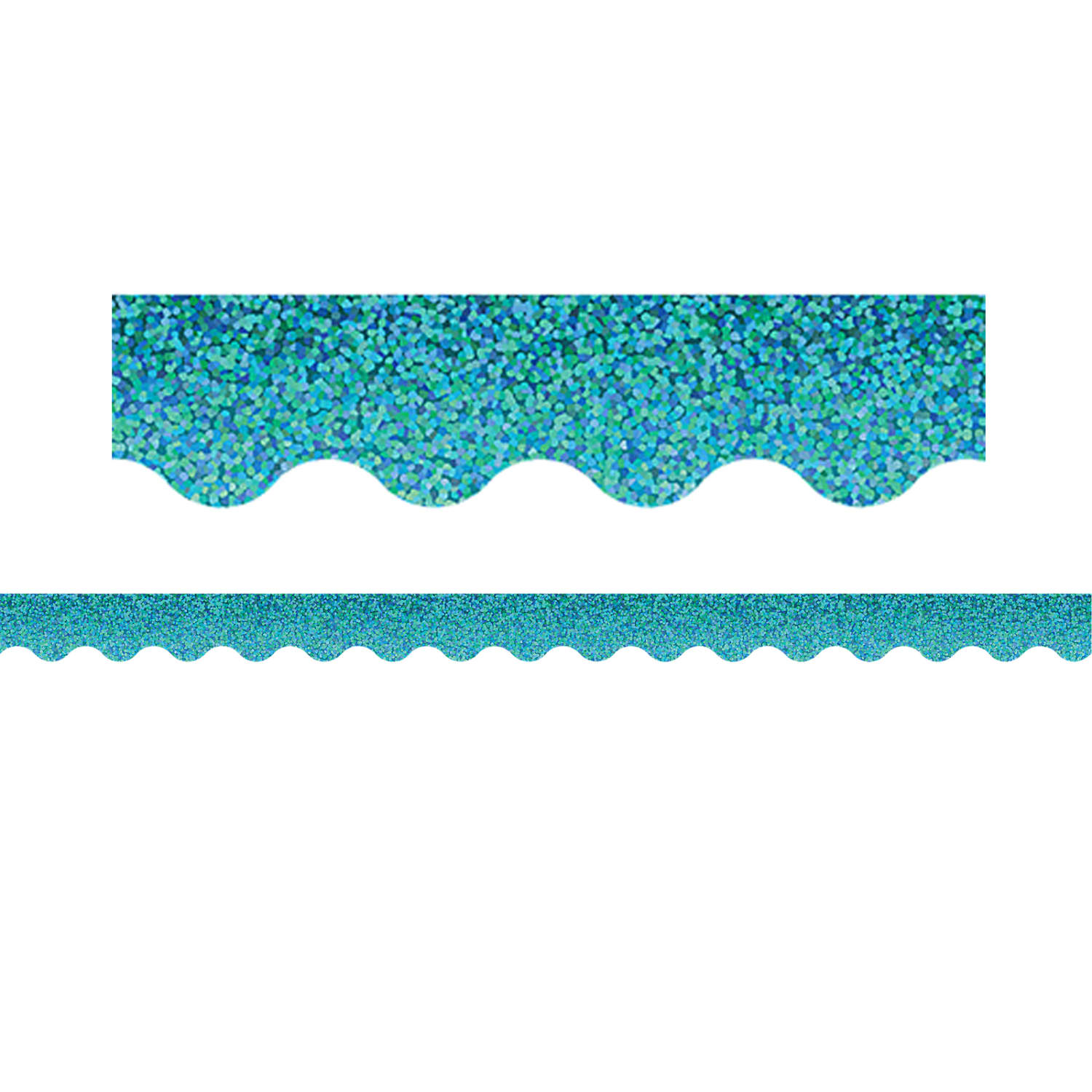 Teacher Created Resources Scalloped Border Trim Packs, 35', Teal Sparkle, Set Of 6 Packs - Image 3