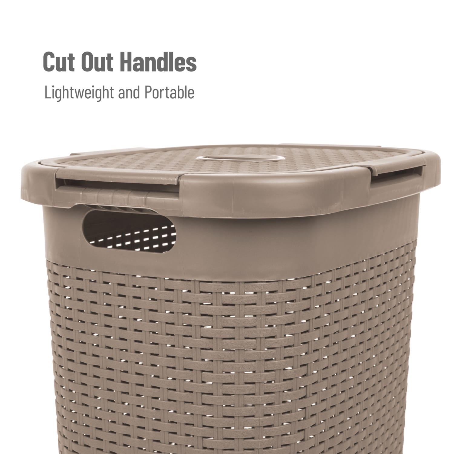 Mind Reader 60L Slim Laundry Hamper Clothes Basket With Lid, 24-3/20inH x 13-3/4inW x 17-13/20inL, Tan - Image 5