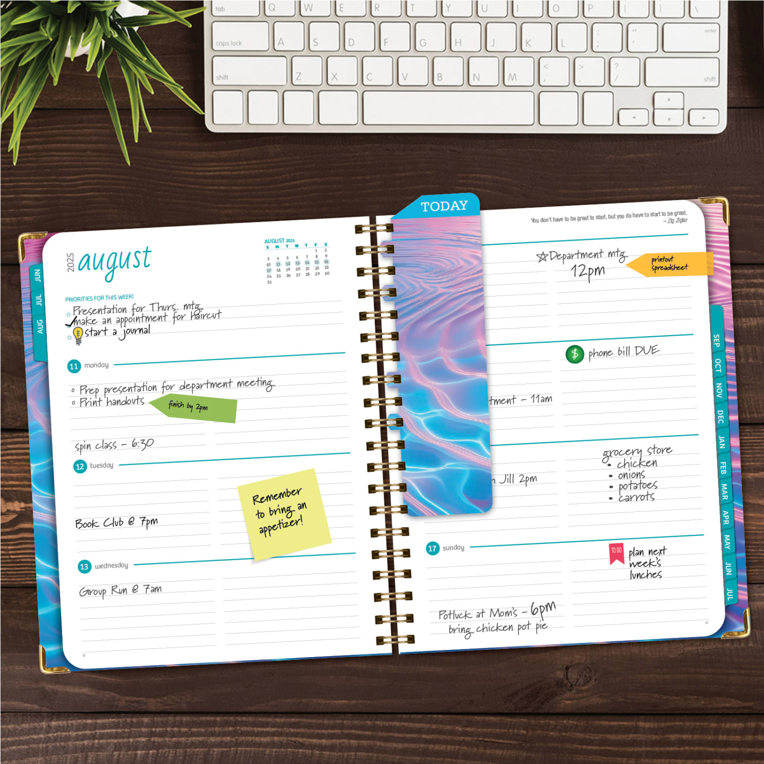 2025-2026 Global Printed Products Hardcover Fashion Daily/Weekly/Monthly Academic Planner, 8-1/2in x 11in, Summer Bliss, June 2025 To July 2026 - Image 4