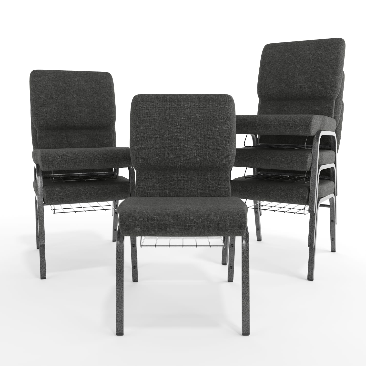 Flash Furniture HERCULES Church Chair With Book Rack, Dark Gray/Silver Vein - Image 12