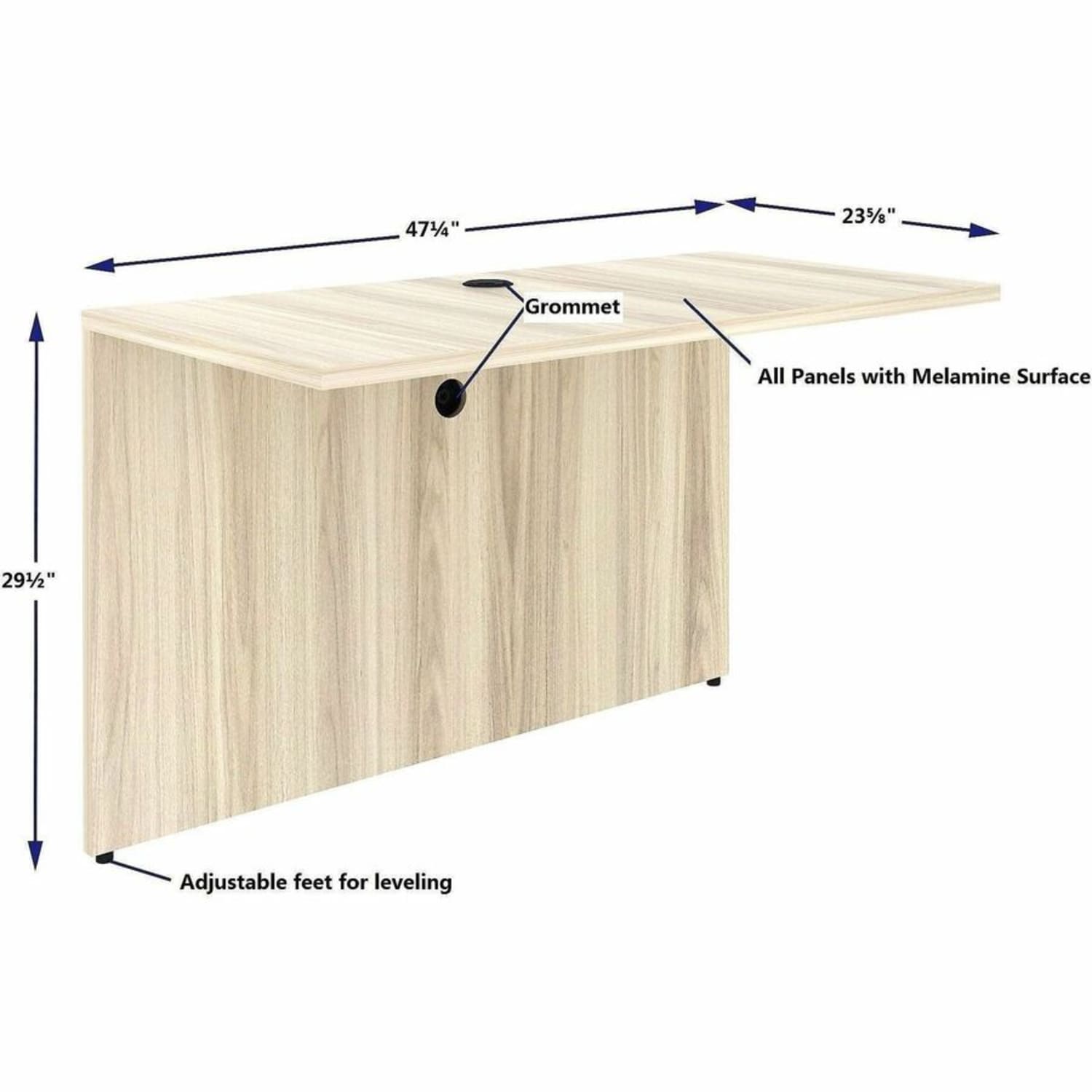Lorell Essentials Rectangular Bridge, 29.5inH x 48inW x 24inD, 1in Thick Top, Modern Elm - Image 5