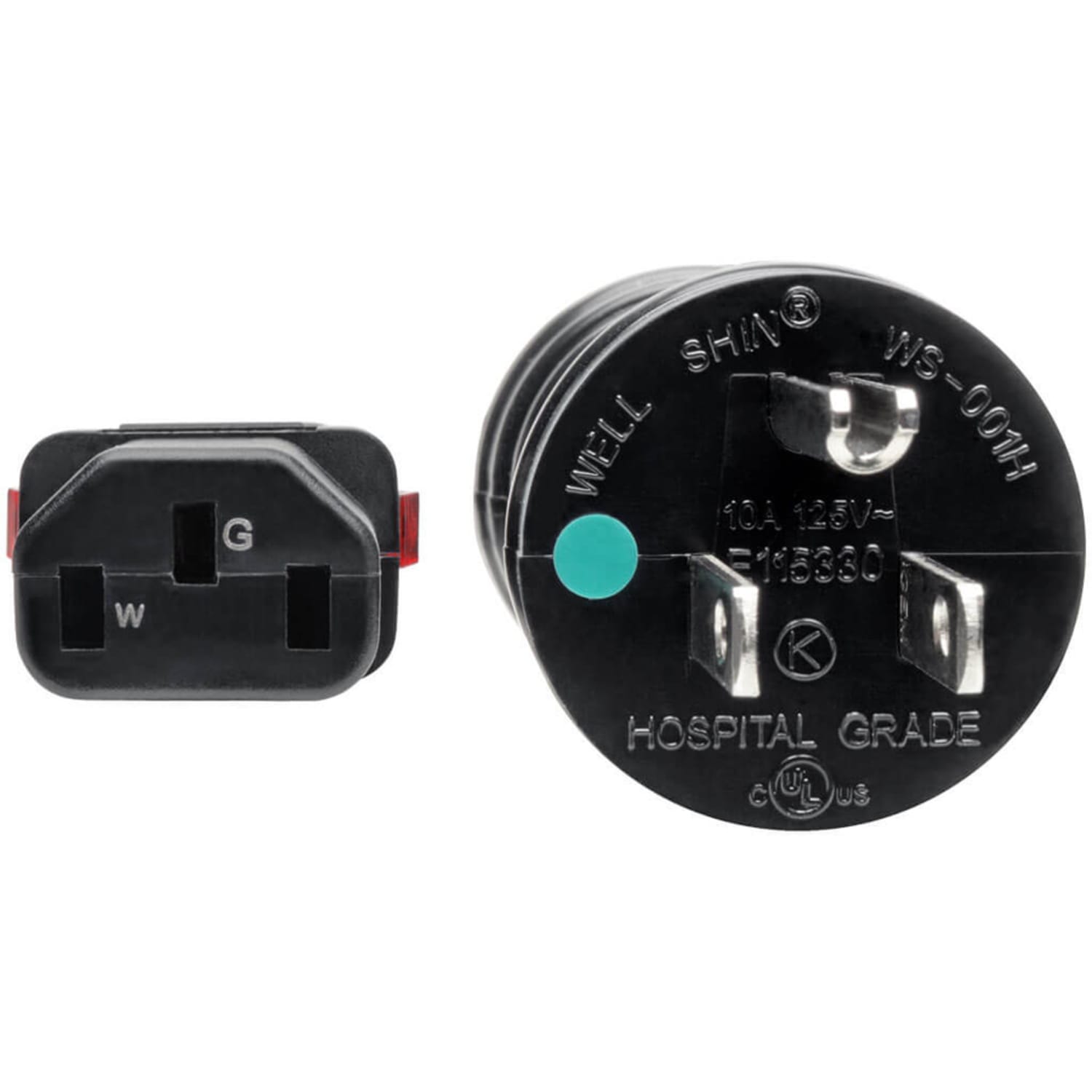 Tripp Lite Hospital-Grade Power Cord NEMA 5-15P to Locking IEC C13 Green Dot 15A 125V 14 AWG 25 ft. (7.62 m) Black - Image 4