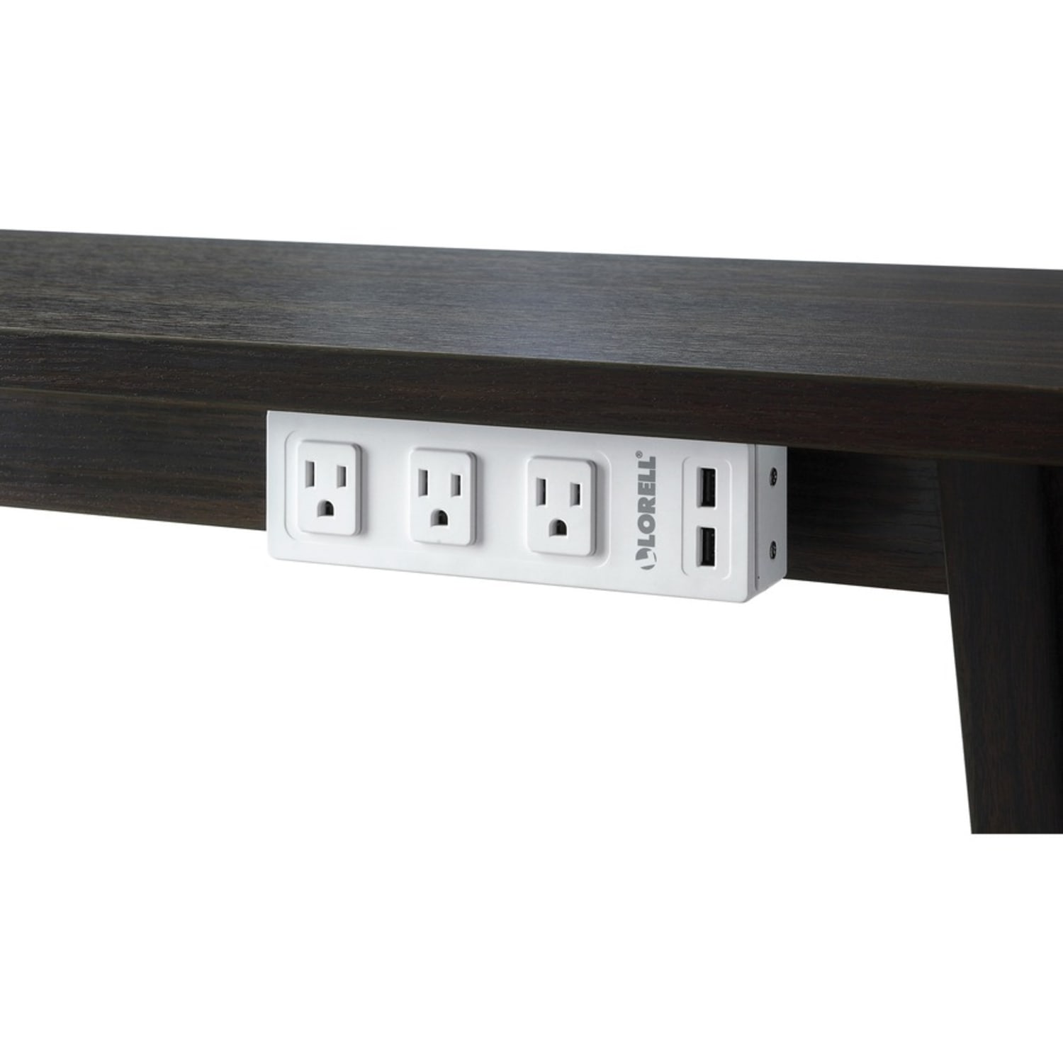 Lorell AC/USB Power Center, Underdesk Mount, White - Image 3