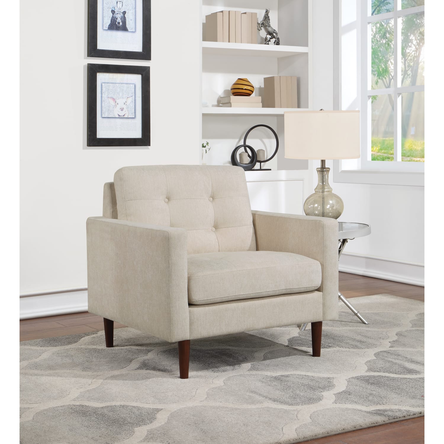 Office Star Grayburn Accent Chair, Cream/Brown - Image 4