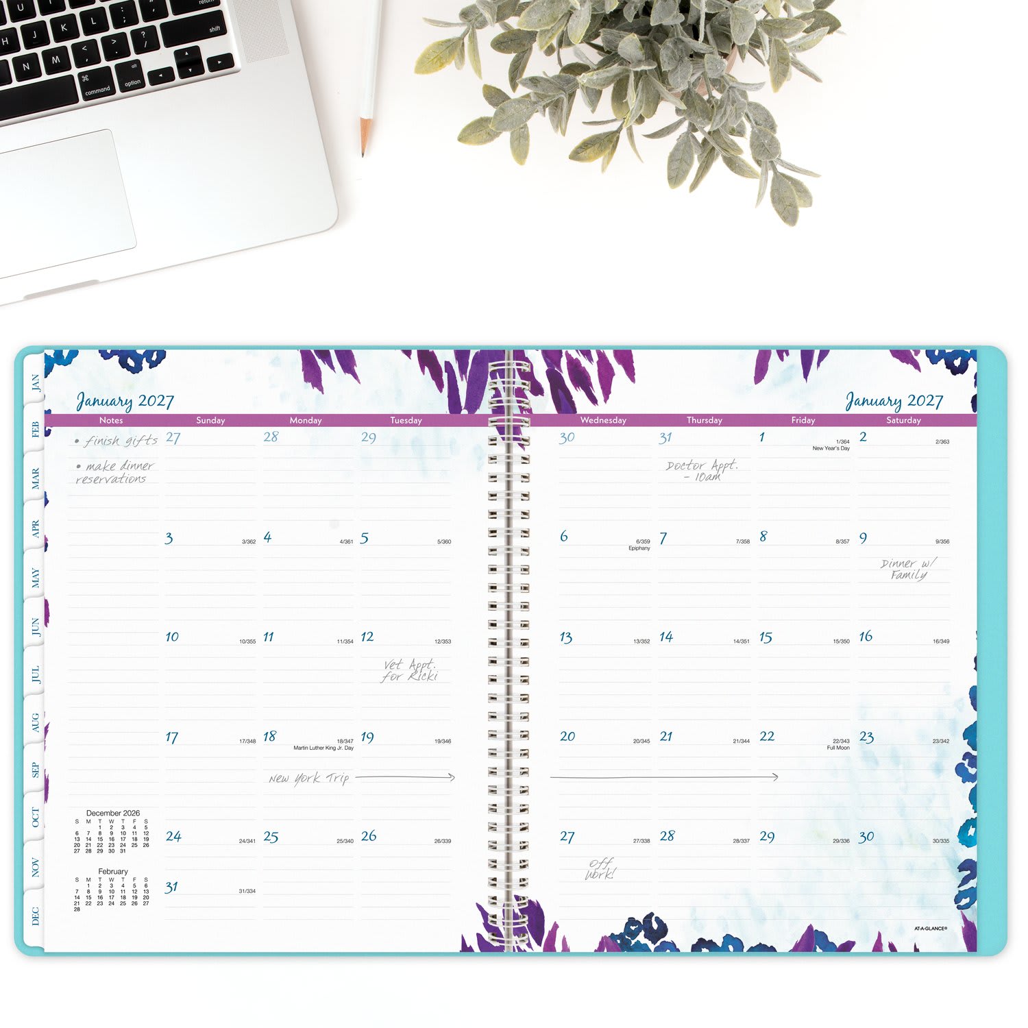AT-A-GLANCE Wild Washes 2026 Weekly Monthly Appointment Book Planner, Teal, Large, 8 1/2in x 11in - Image 4
