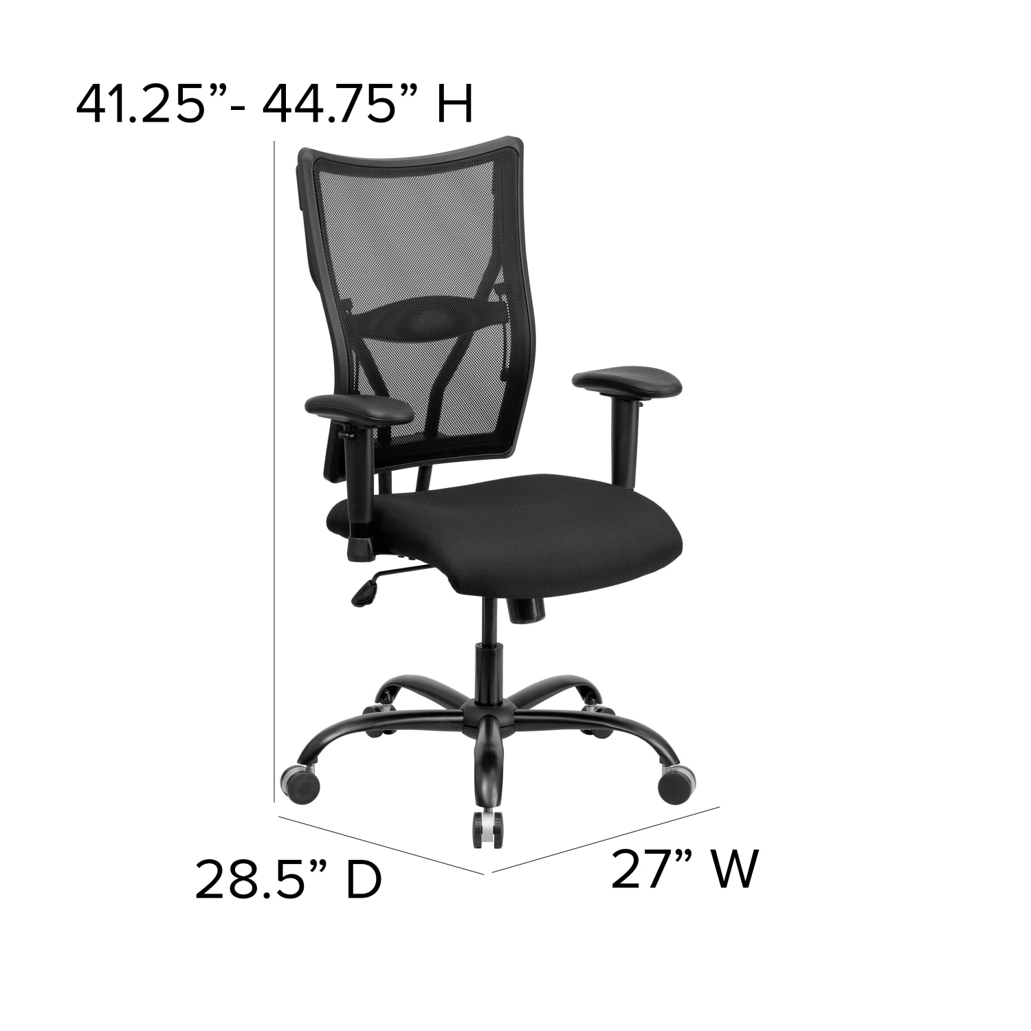 Flash Furniture HERCULES Ergonomic Mesh High-Back Big And Tall Swivel Chair With Adjustable Arms, Black - Image 8