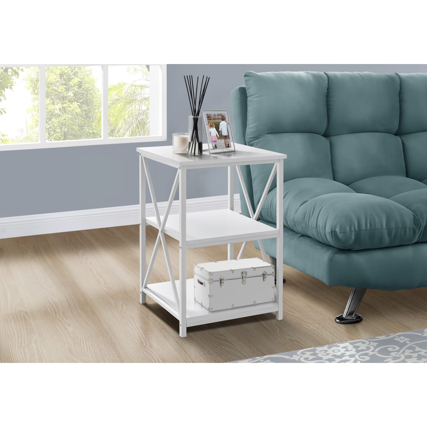Monarch Specialties Dorothy Accent Table, 26inH x 18inW x 18inD, White - Image 3