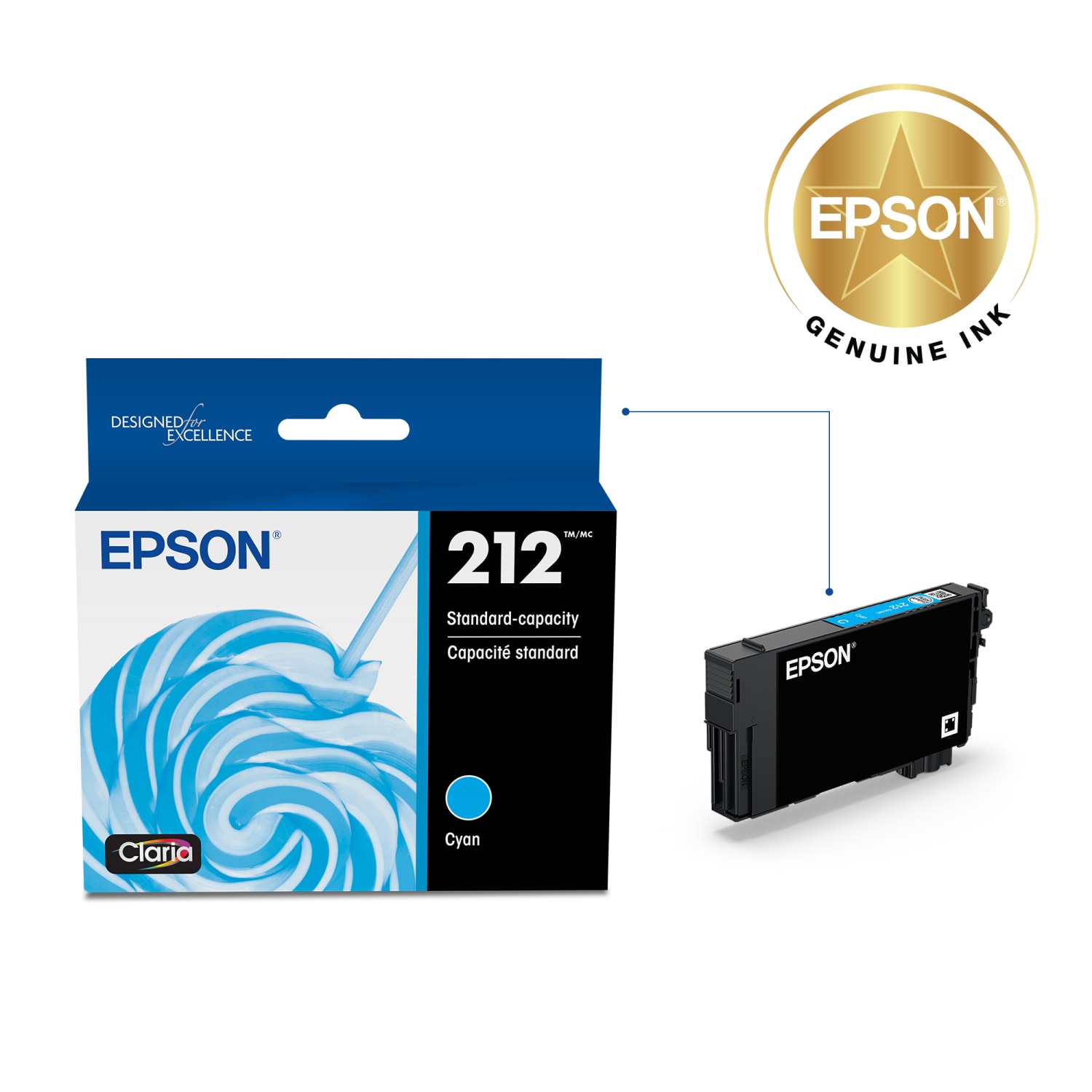 Epson 212 Claria Cyan Ink Cartridge, T212220-S - Image 3