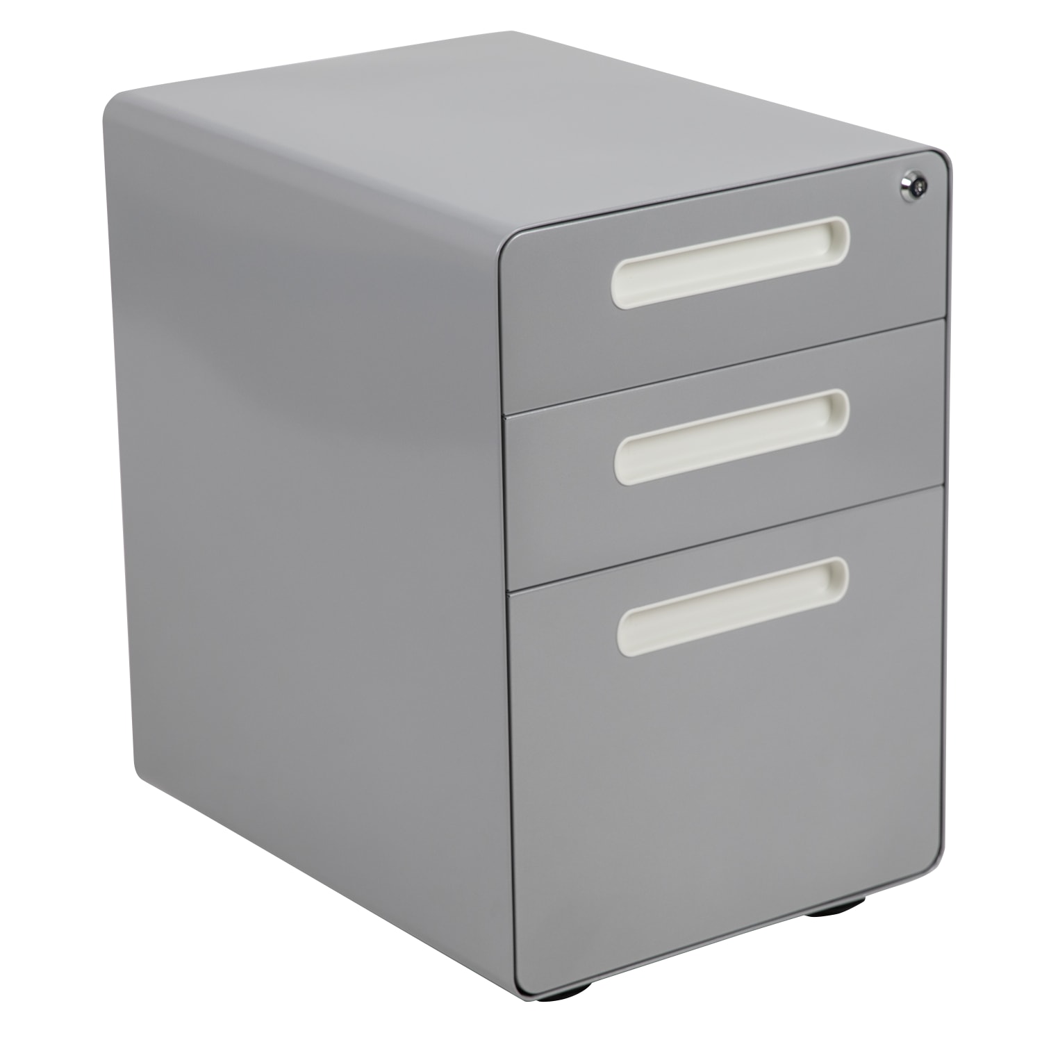 Flash Furniture Ergonomic 21inD Vertical 3-Drawer Mobile Locking File Cabinet, Gray - Image 3