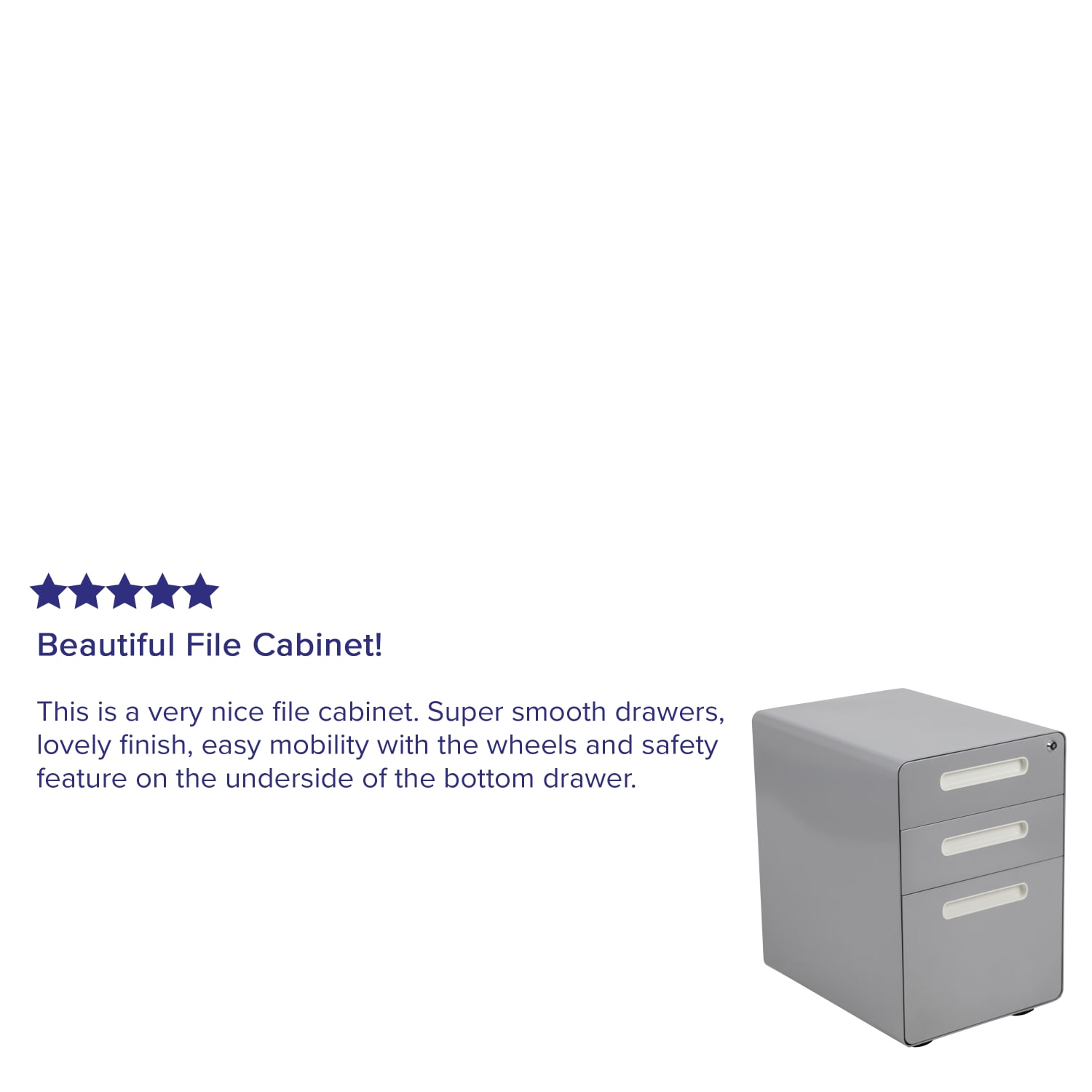 Flash Furniture Ergonomic 21inD Vertical 3-Drawer Mobile Locking File Cabinet, Gray - Image 5