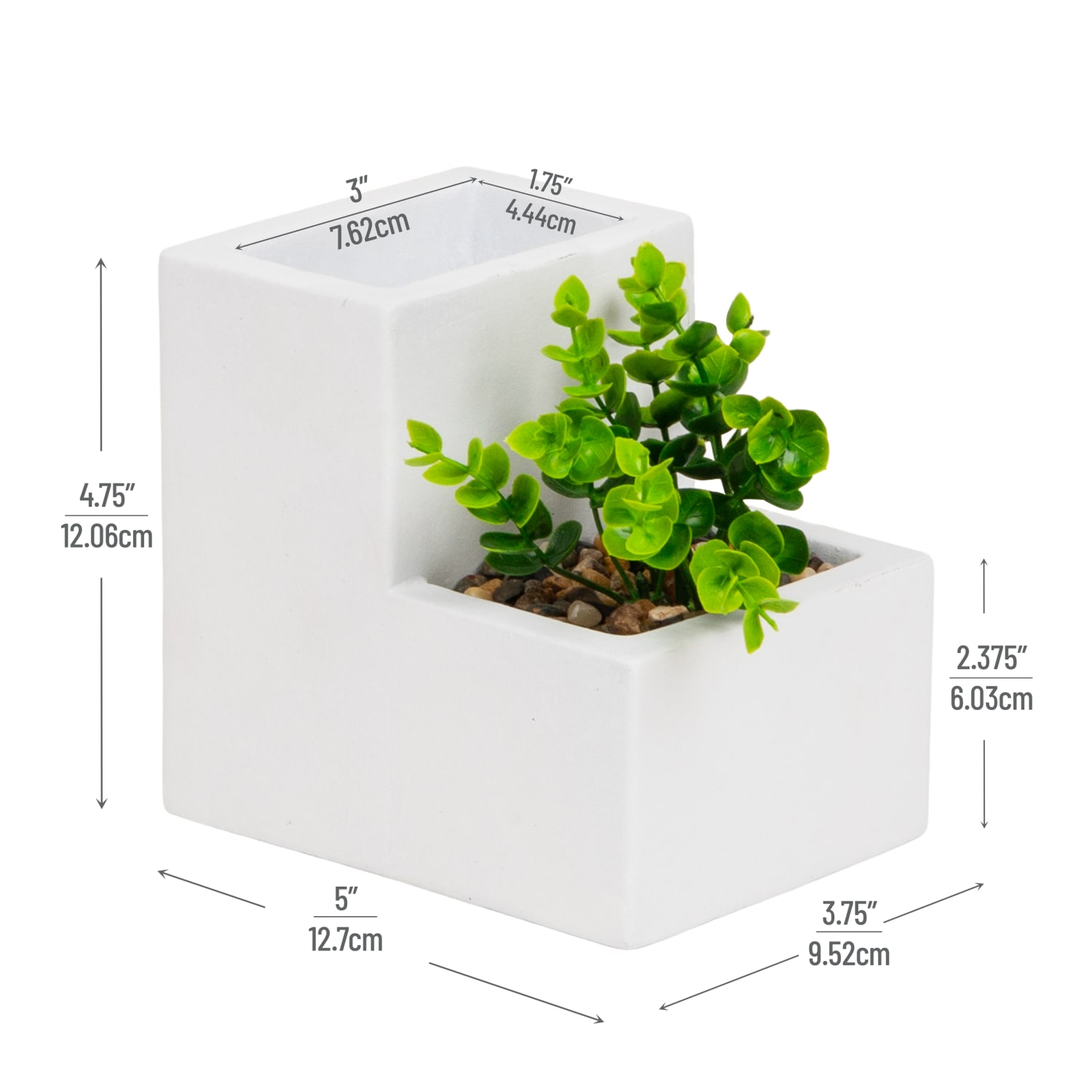 Mind Reader Ceramic Desktop Planter Pencil Cup, 4-3/4inH x 5inW x 3-3/4inD, White, Total Quantity 1 - Image 4