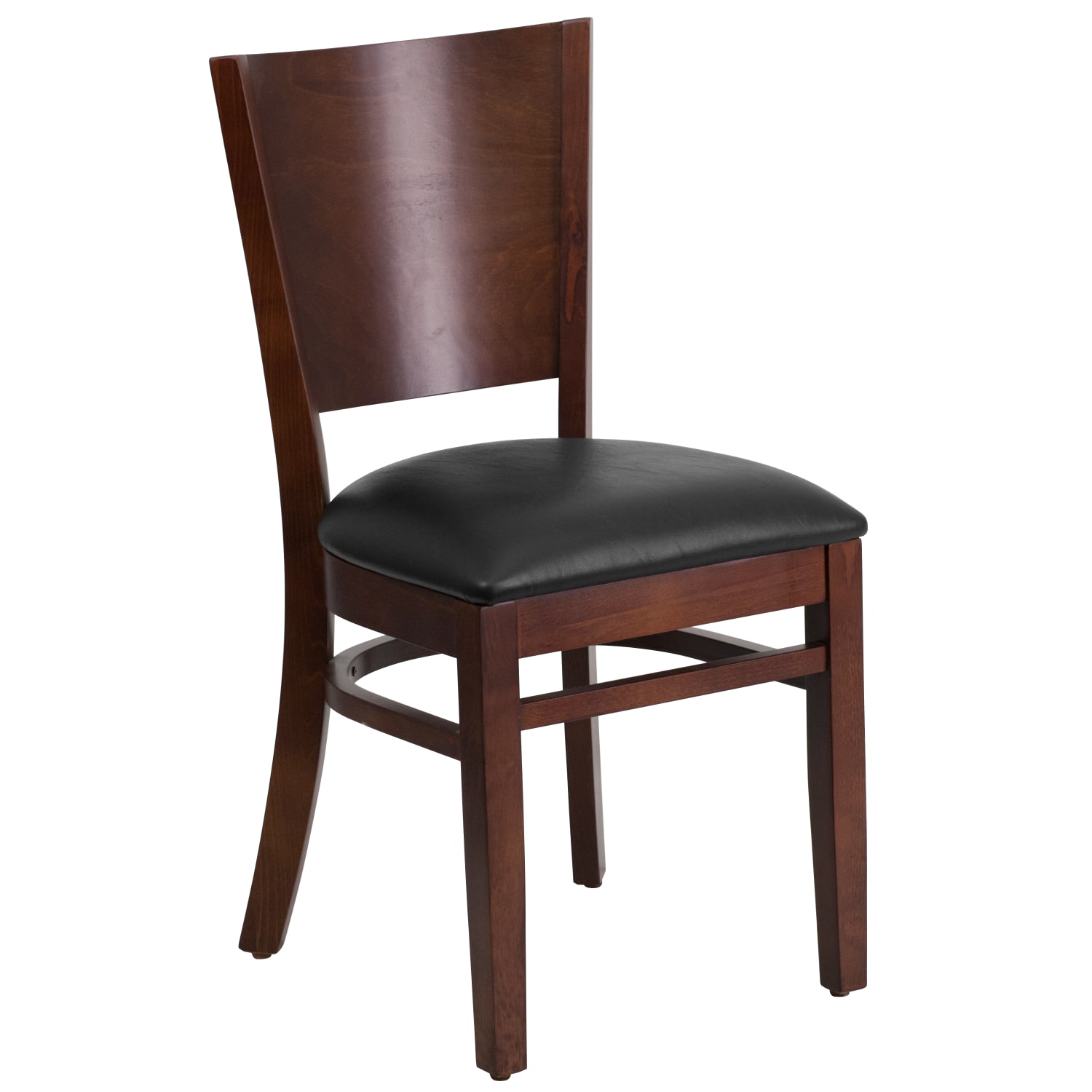 Flash Furniture Solid Back Wood Restaurant Accent Chair, Black Seat/Walnut Frame - Image 3