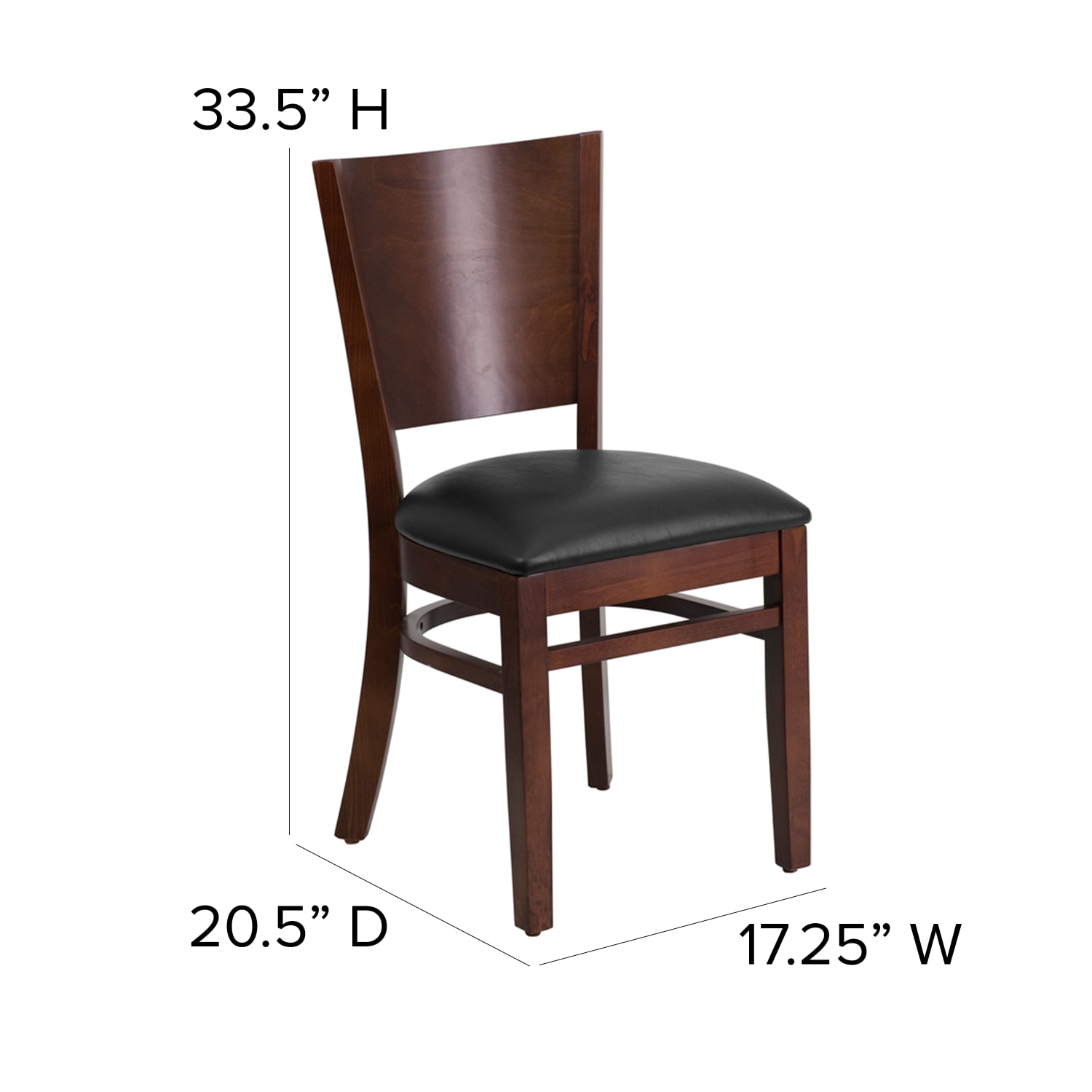 Flash Furniture Solid Back Wood Restaurant Accent Chair, Black Seat/Walnut Frame - Image 6