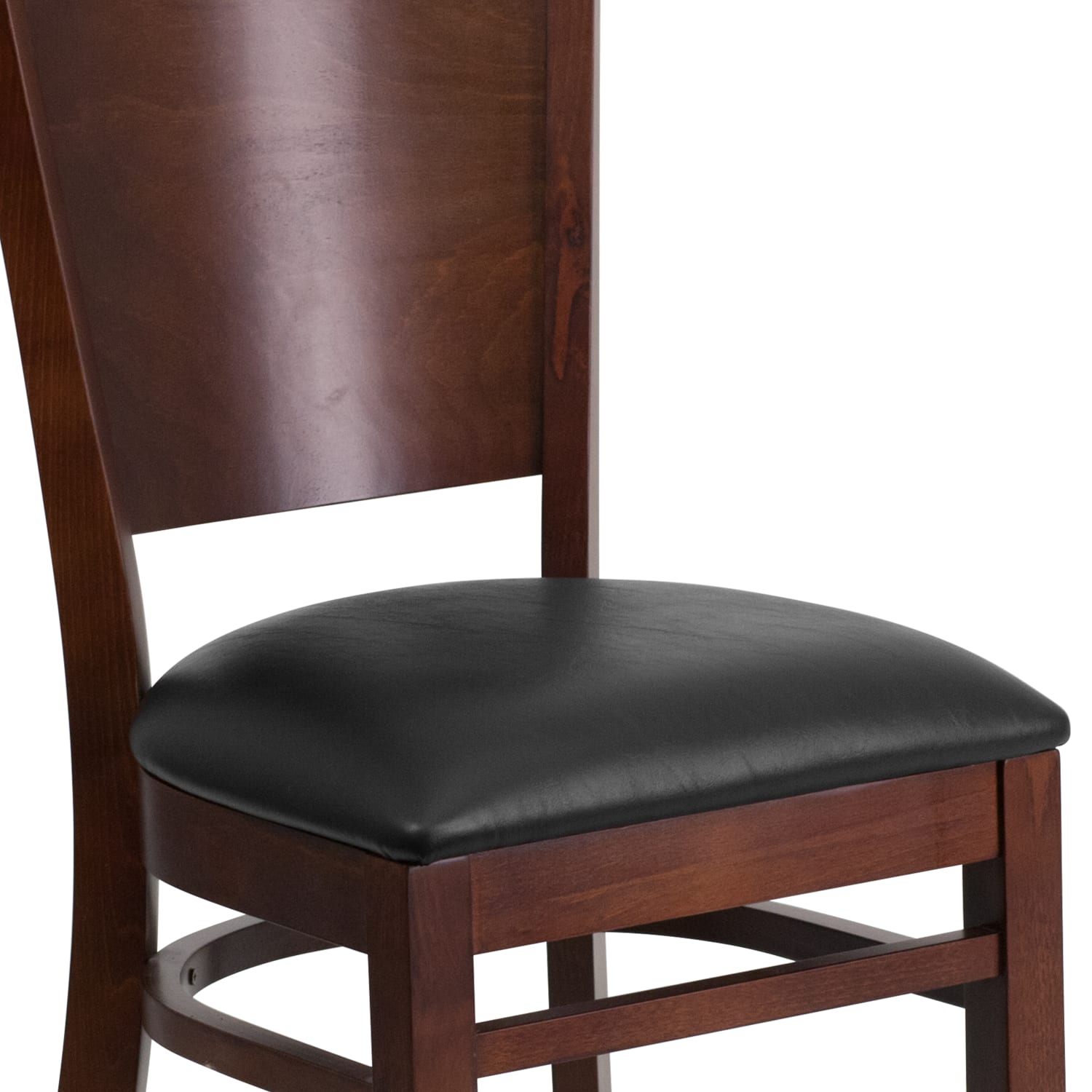 Flash Furniture Solid Back Wood Restaurant Accent Chair, Black Seat/Walnut Frame - Image 8