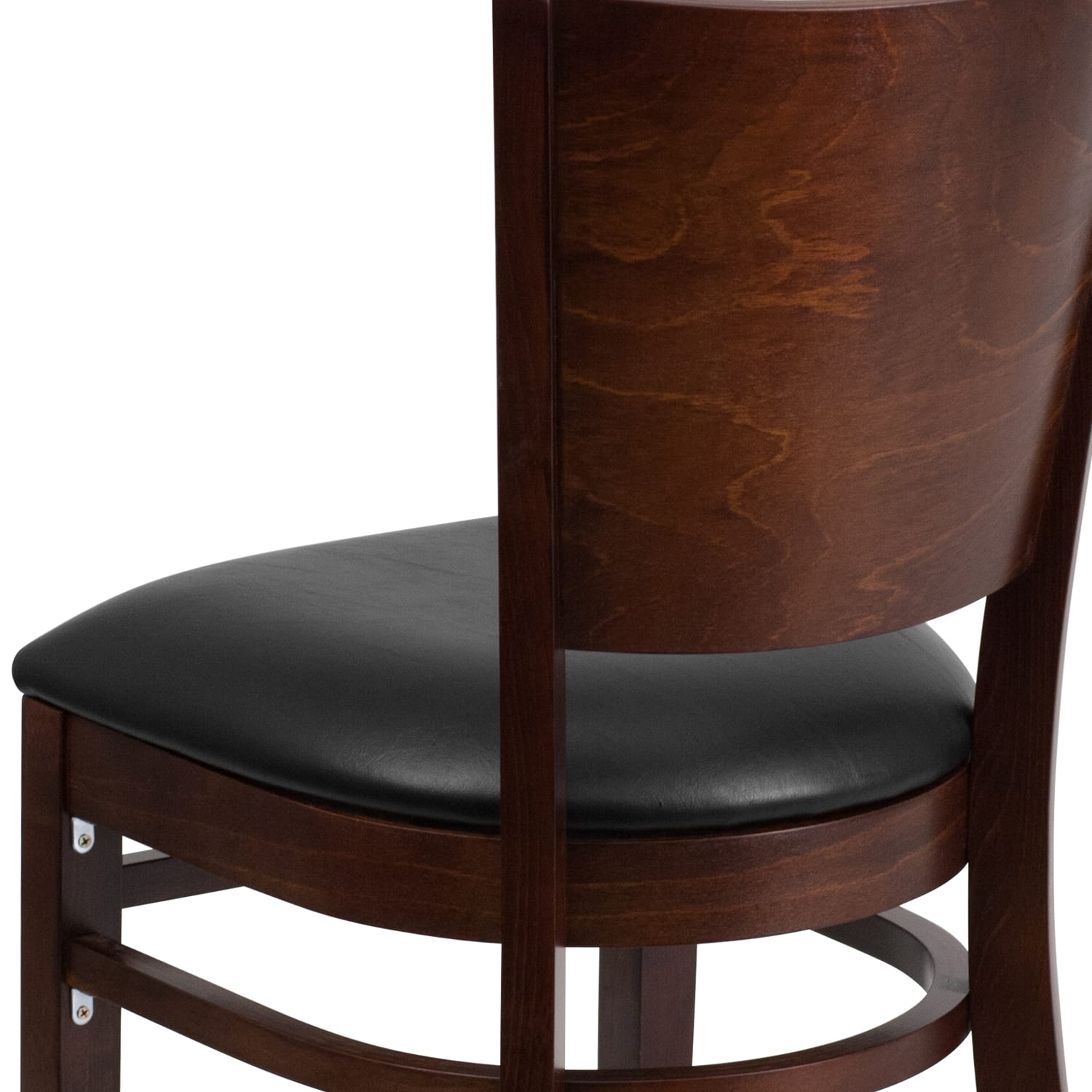 Flash Furniture Solid Back Wood Restaurant Accent Chair, Black Seat/Walnut Frame - Image 11