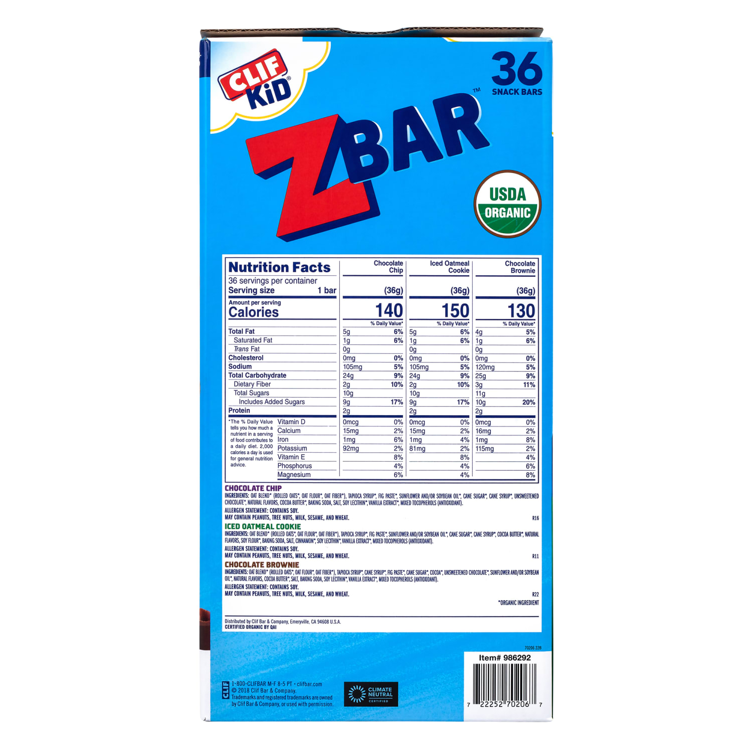 Clif Bar Kid Organic Zbar Granola Bars Variety Pack, 1.27 Oz, Pack Of 36 Bars - Image 6